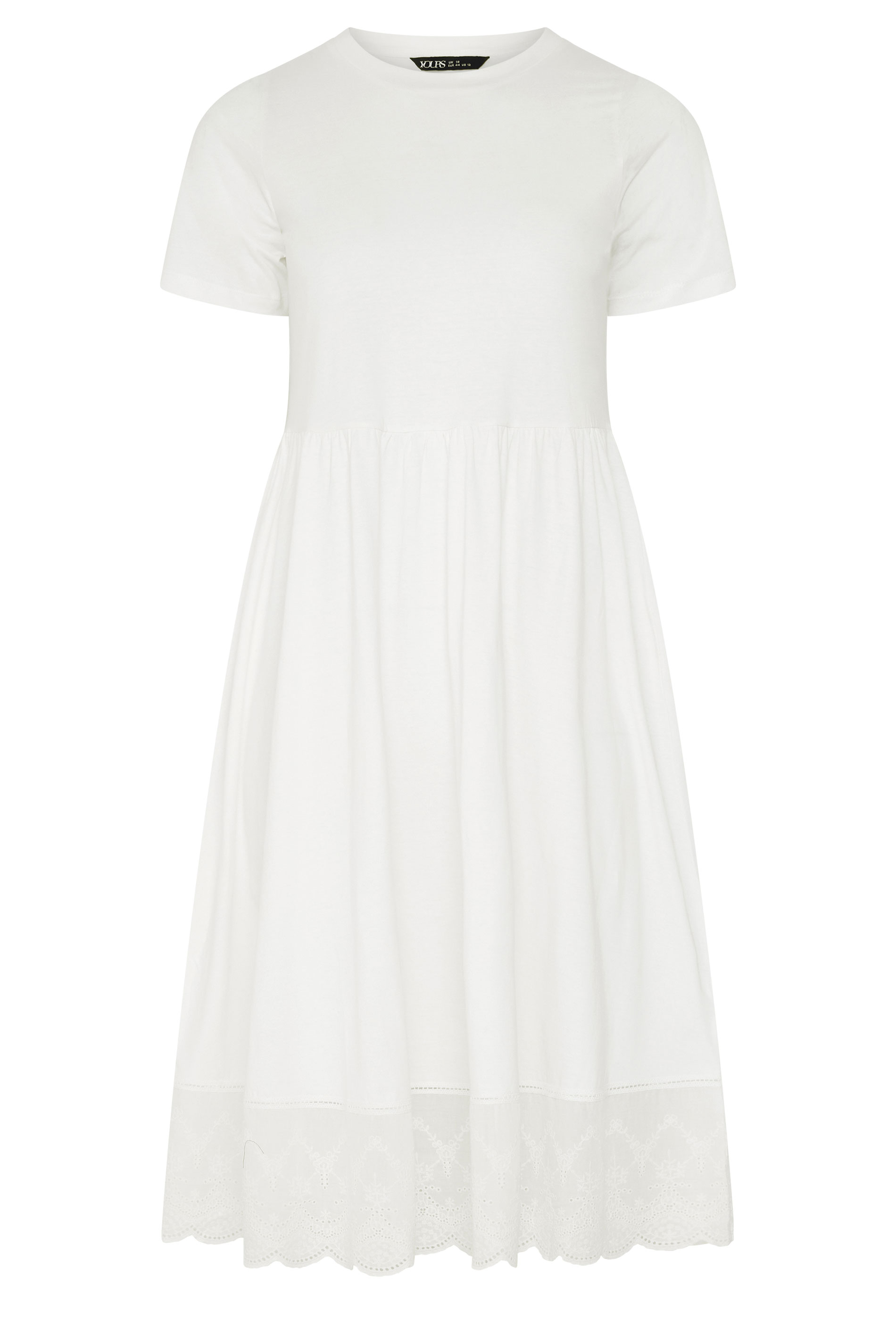YOURS Plus Size Ivory White Broderie Anglaise Trim Dress | Yours Clothing 5