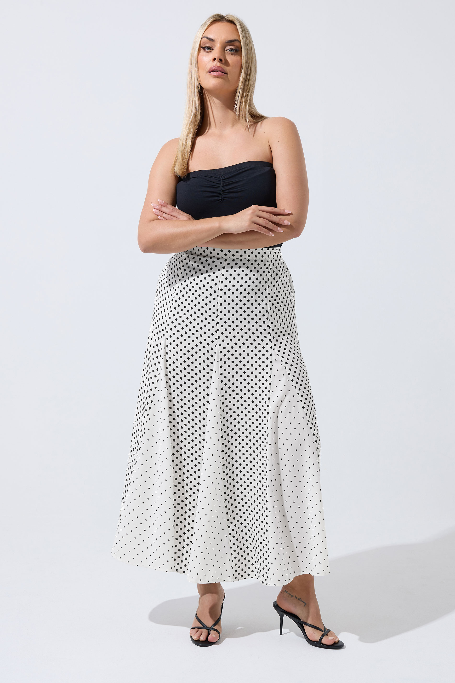 LIMITED COLLECTION Plus Size White Polka Dot Skirt | Yours Clothing 3