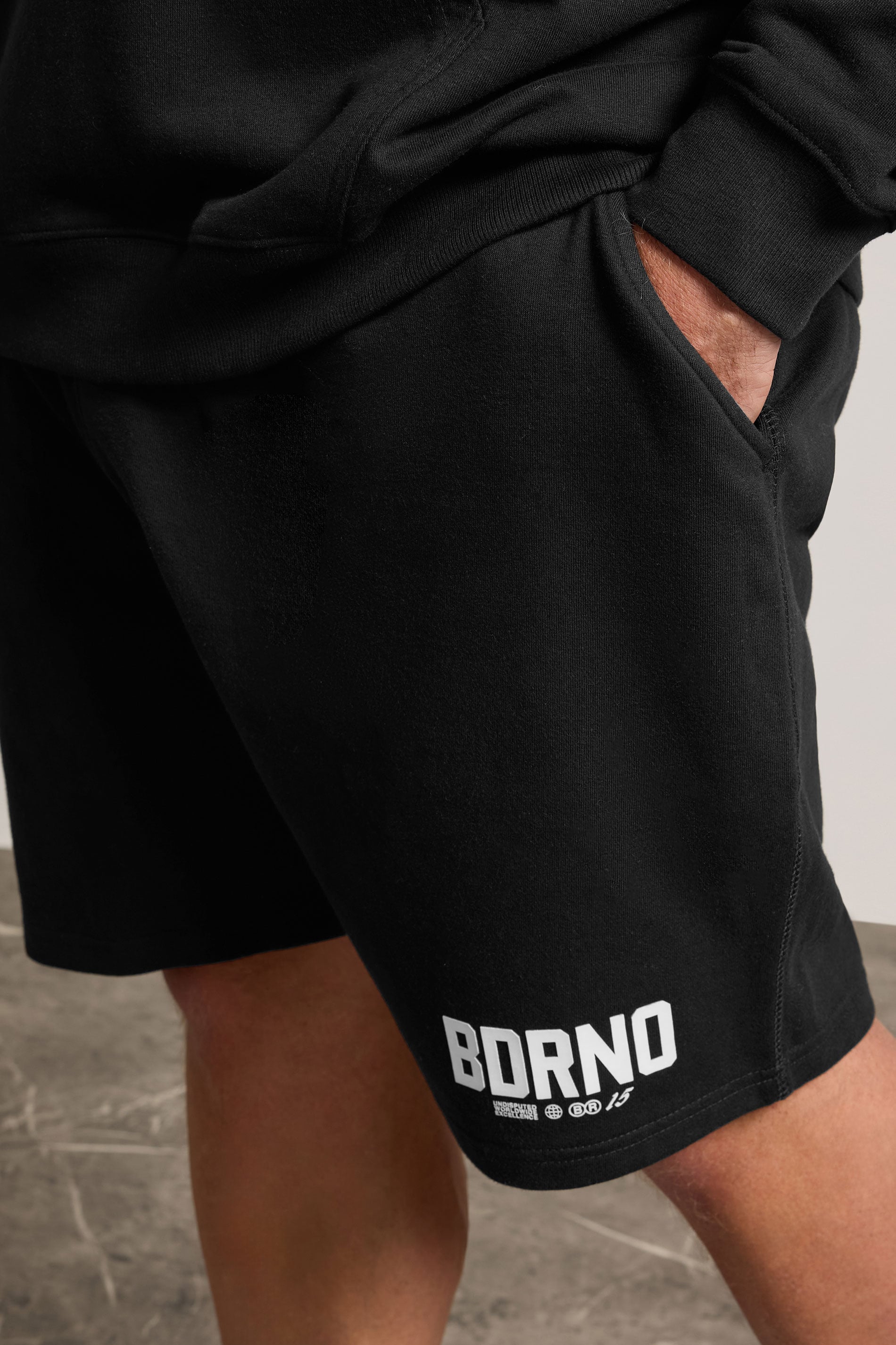 BDRNO Big & Tall Black Logo Jogger Shorts | BadRhino 4