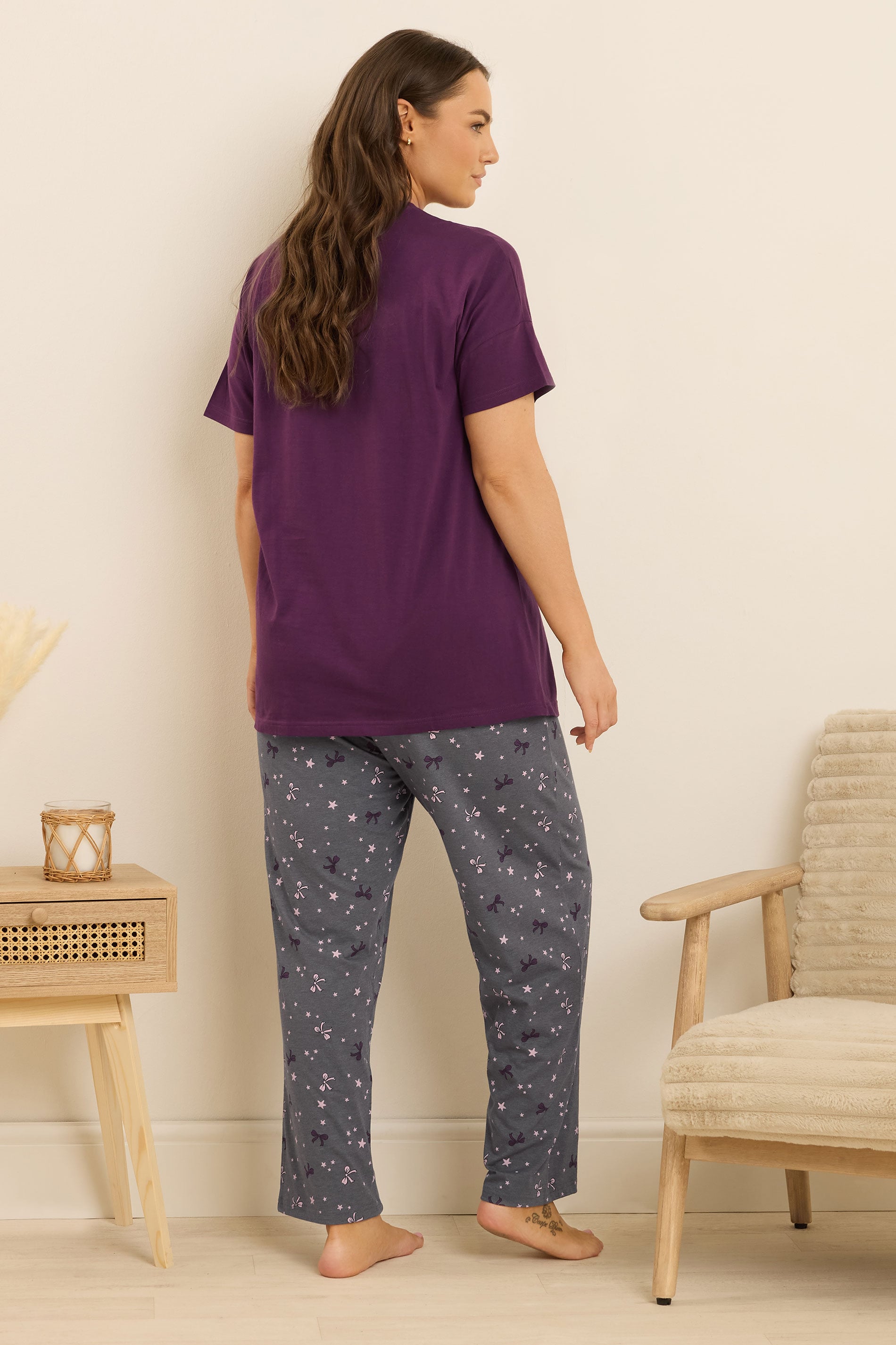 YOURS Plus Size Burgundy Red 'Bearly Awake' Pyjama Set | Yours Clothing 2