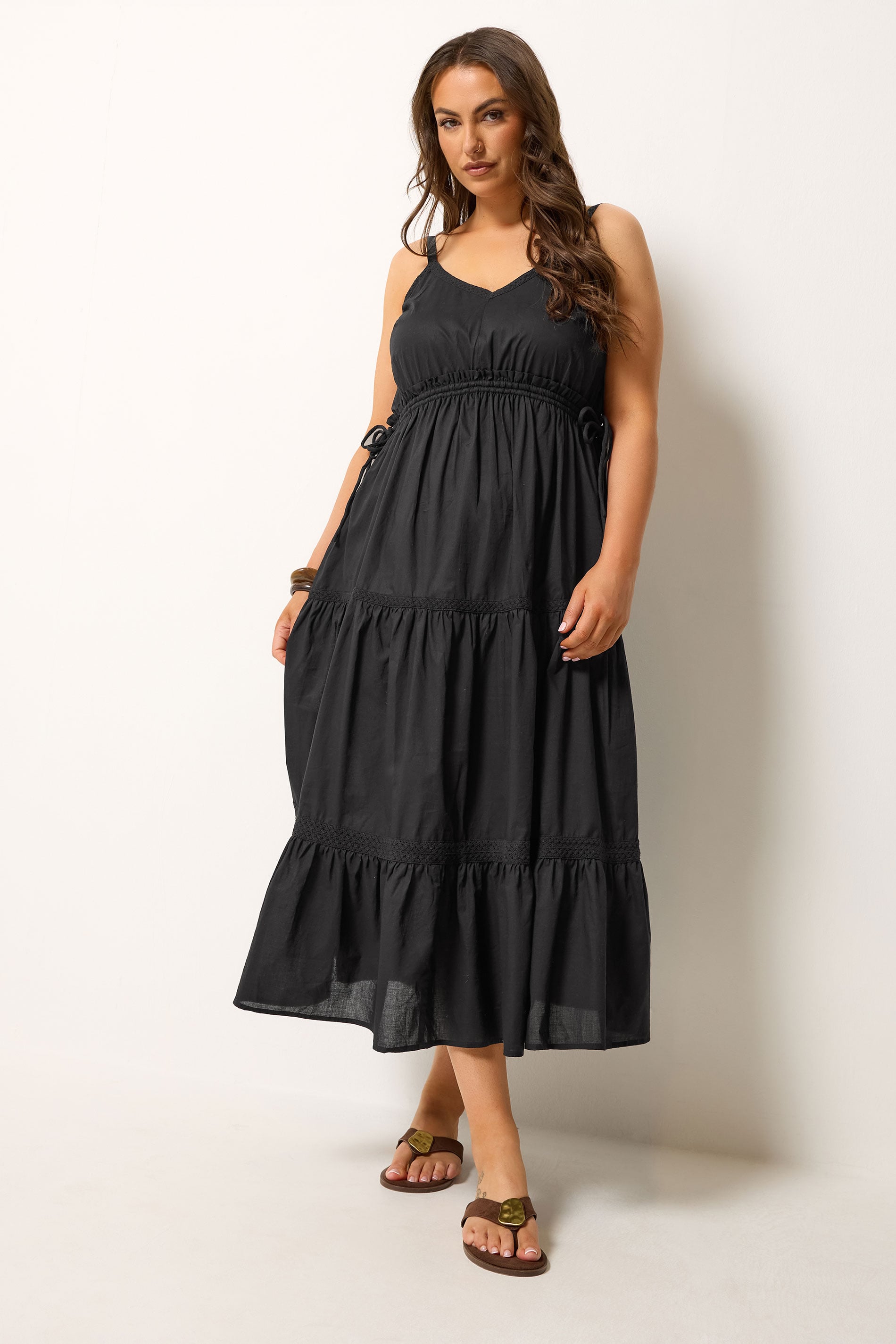 YOURS Plus Size Black Tiered Smock Dress | Yours Clothing 1