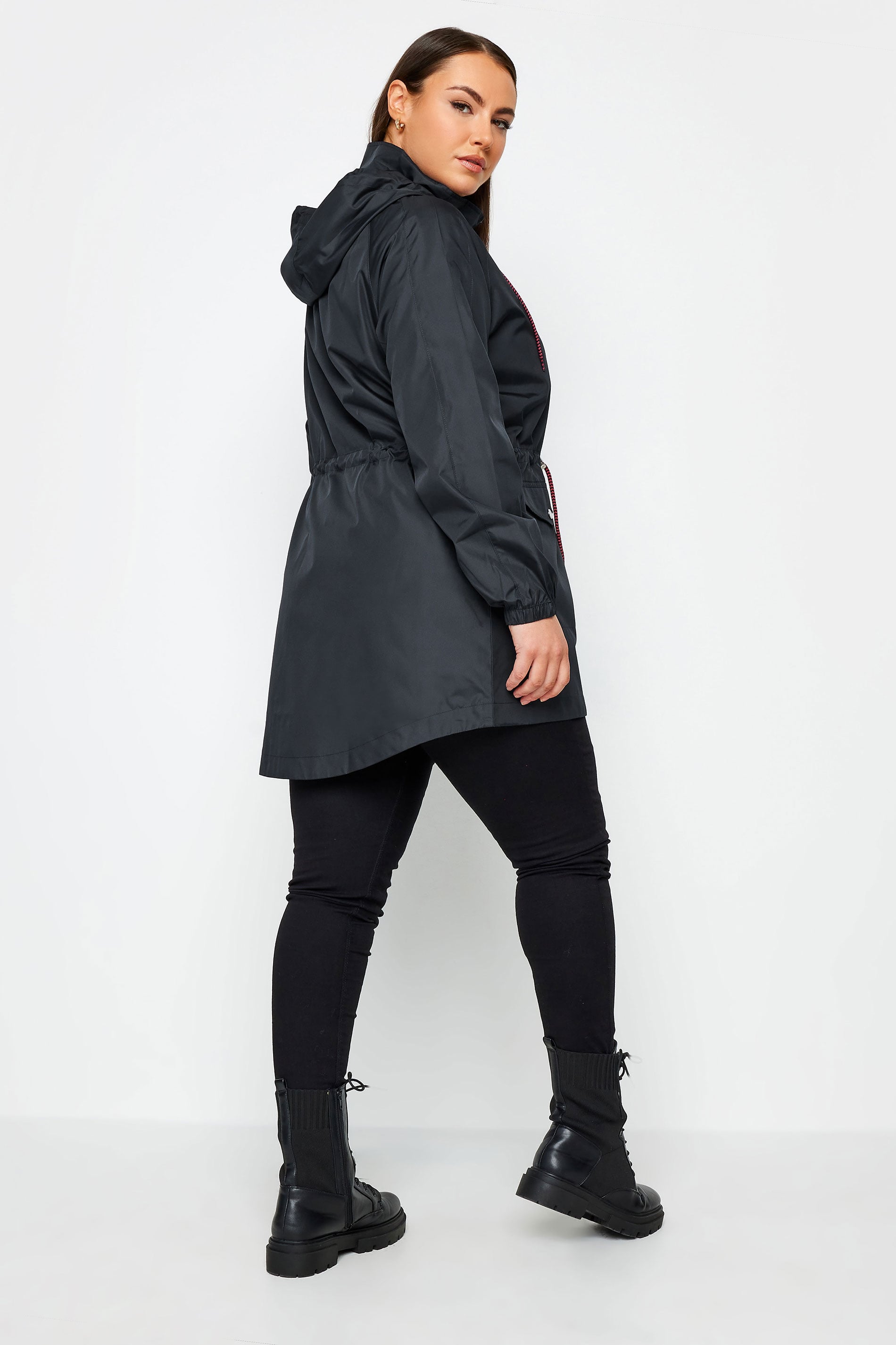 YOURS Plus Size Navy Blue Drawstring Lightweight Parka Jacket | Yours Clothing 2