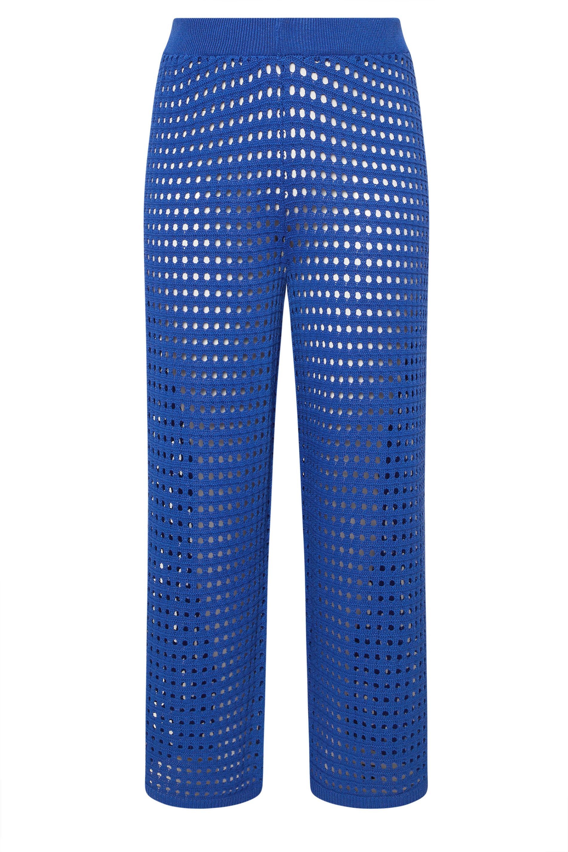 LIMITED COLLECTION Plus Size Cobalt Blue Crochet Wide Leg Trousers | Yours Clothing 6