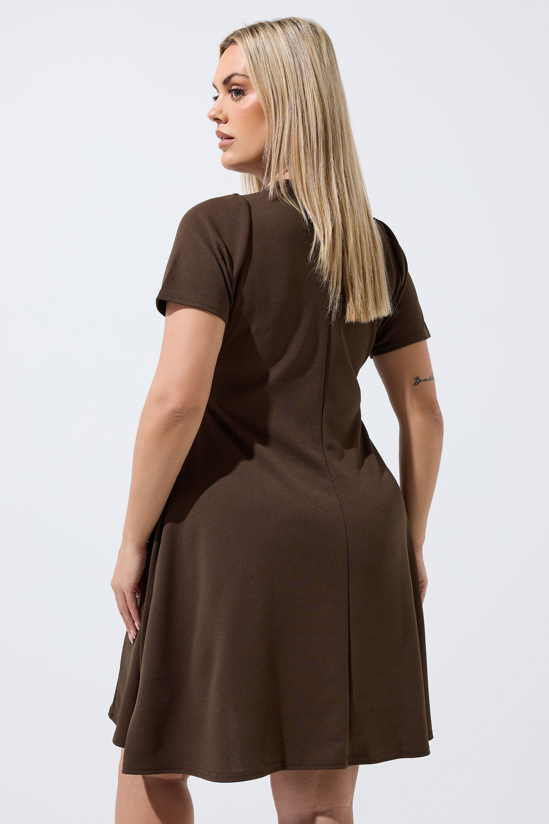 LIMITED COLLECTION Curve Chocolate Brown Skater Dress | Yours Clothing 2