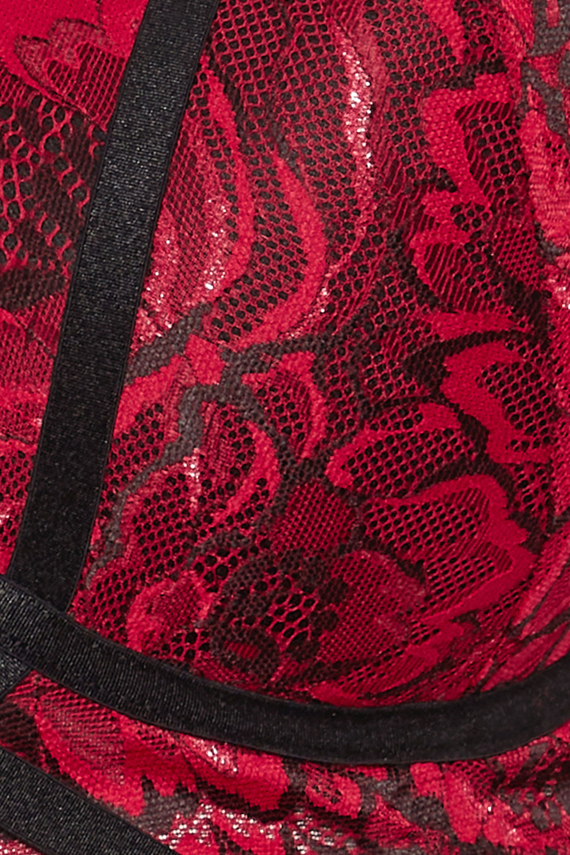 YOURS Plus Size Red & Black Lace Strap Detail Plunge Bra | Yours Clothing 6