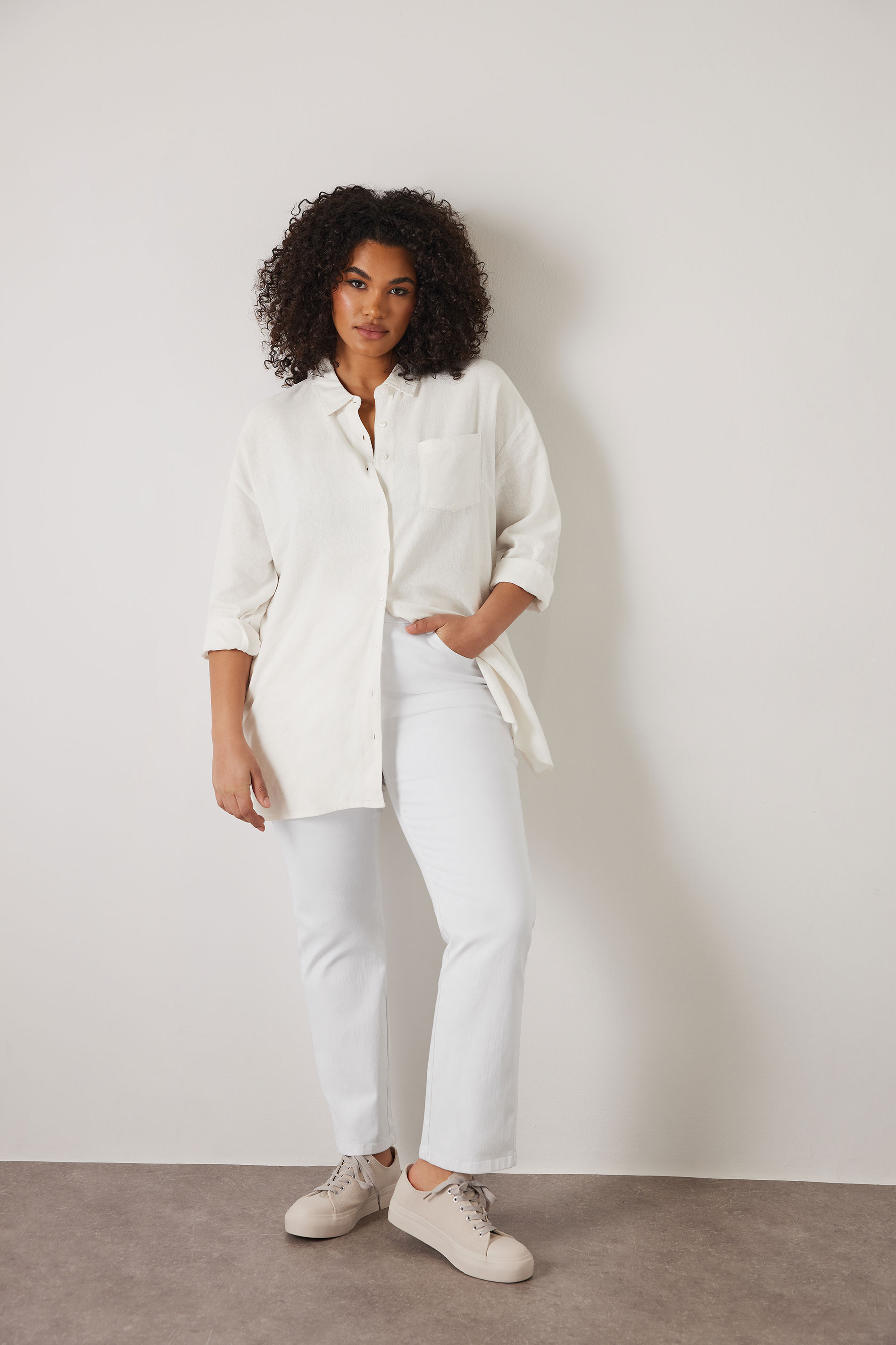 EVANS Plus Size White Denim Straight Leg Jeans | Evans 1