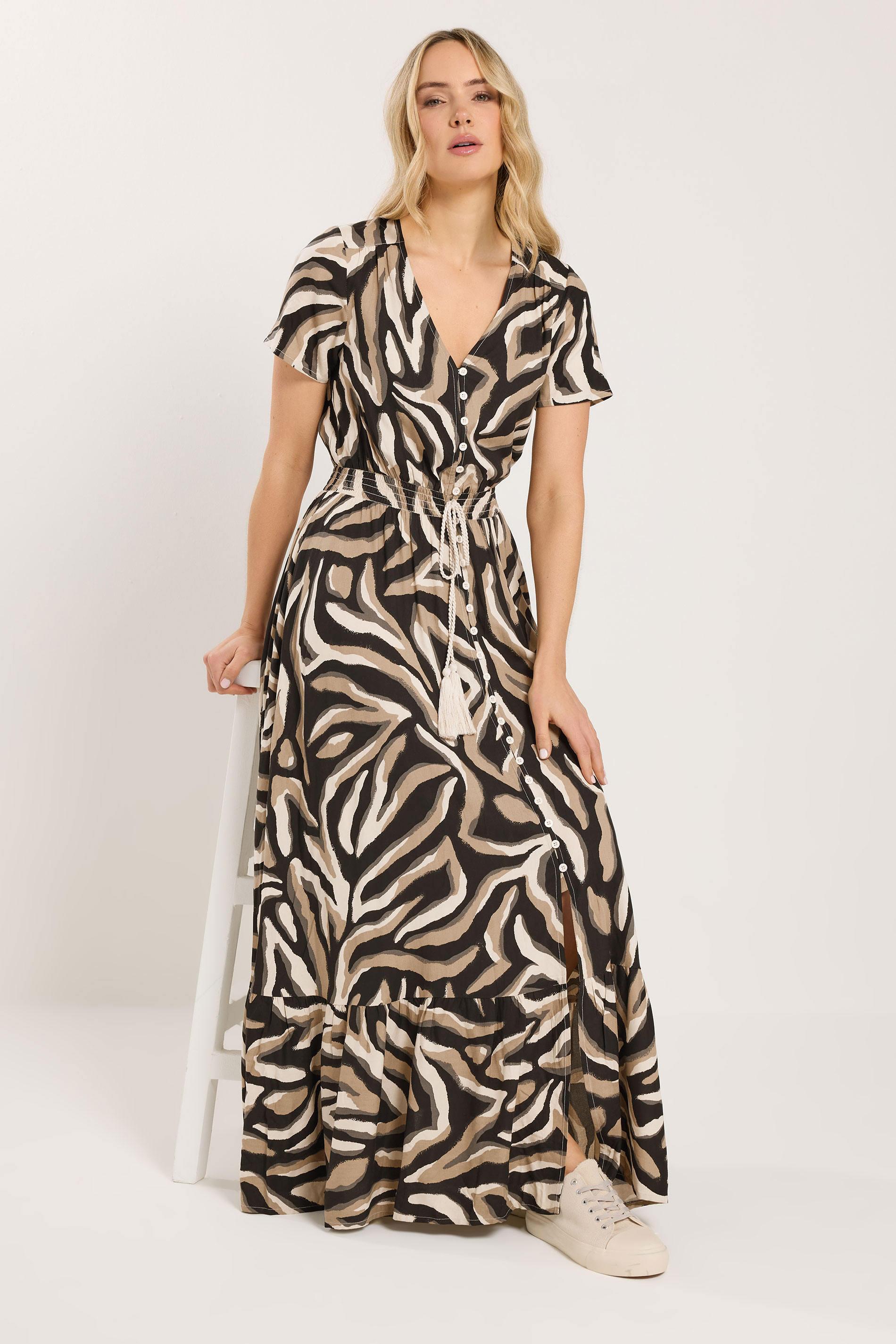 LTS Tall Women's Zebra Print Button Maxi Dress | Long Tall Sally 1