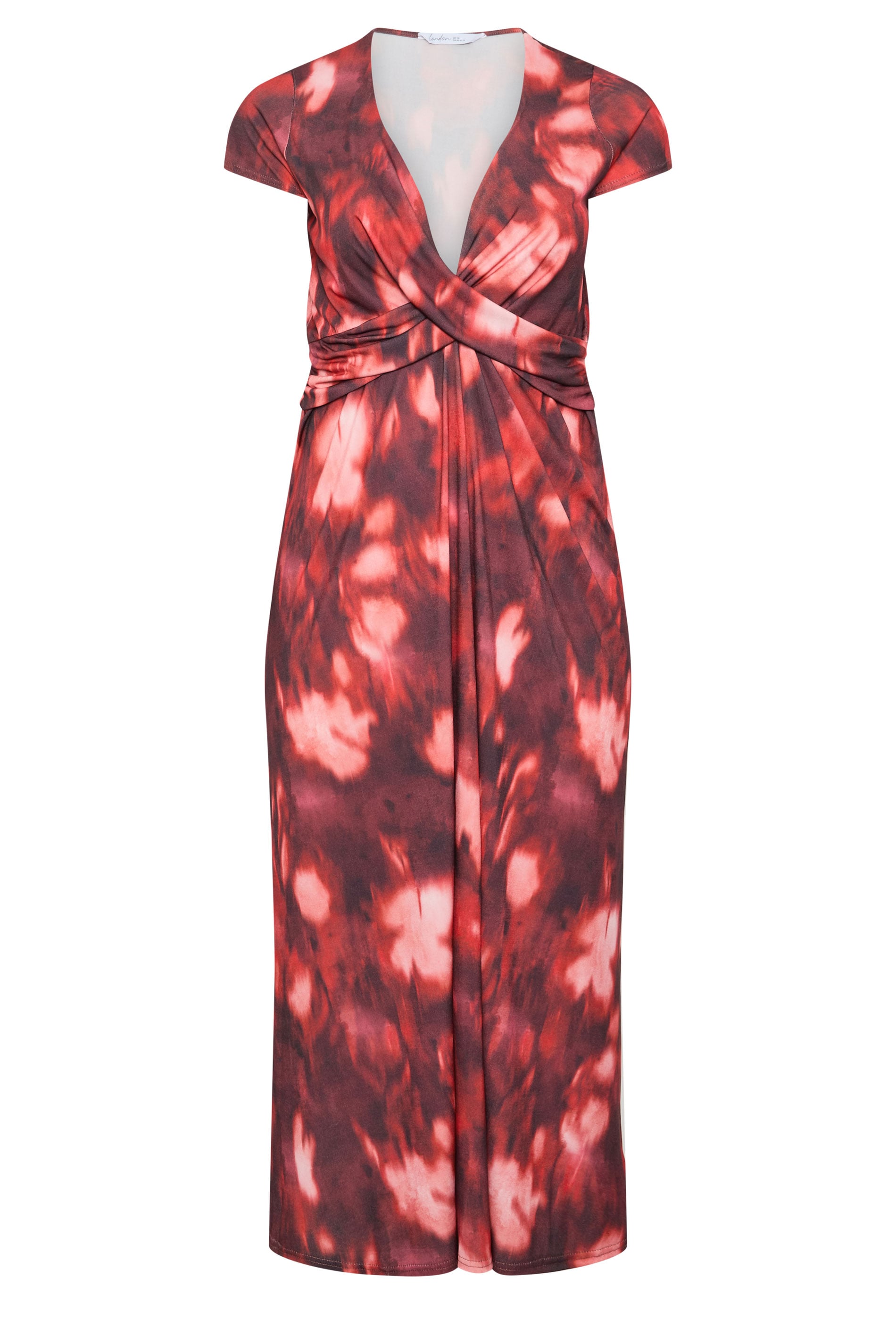 YOURS LONDON Plus Size Red Abstract Print Twist Front Dress | Yours Clothing 5