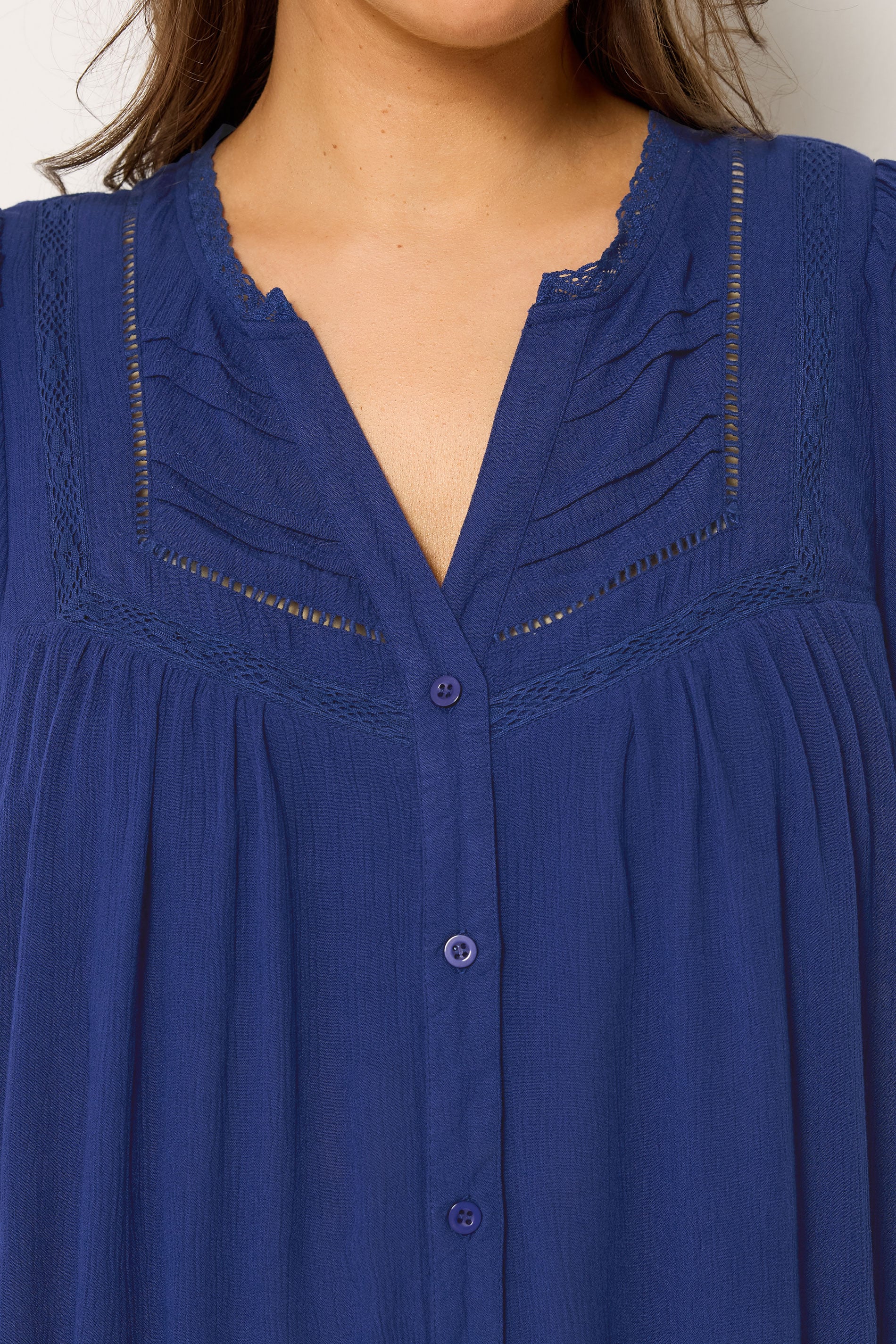 YOURS Plus Size Navy Blue Button Through Blouse | Yours Clothing 4