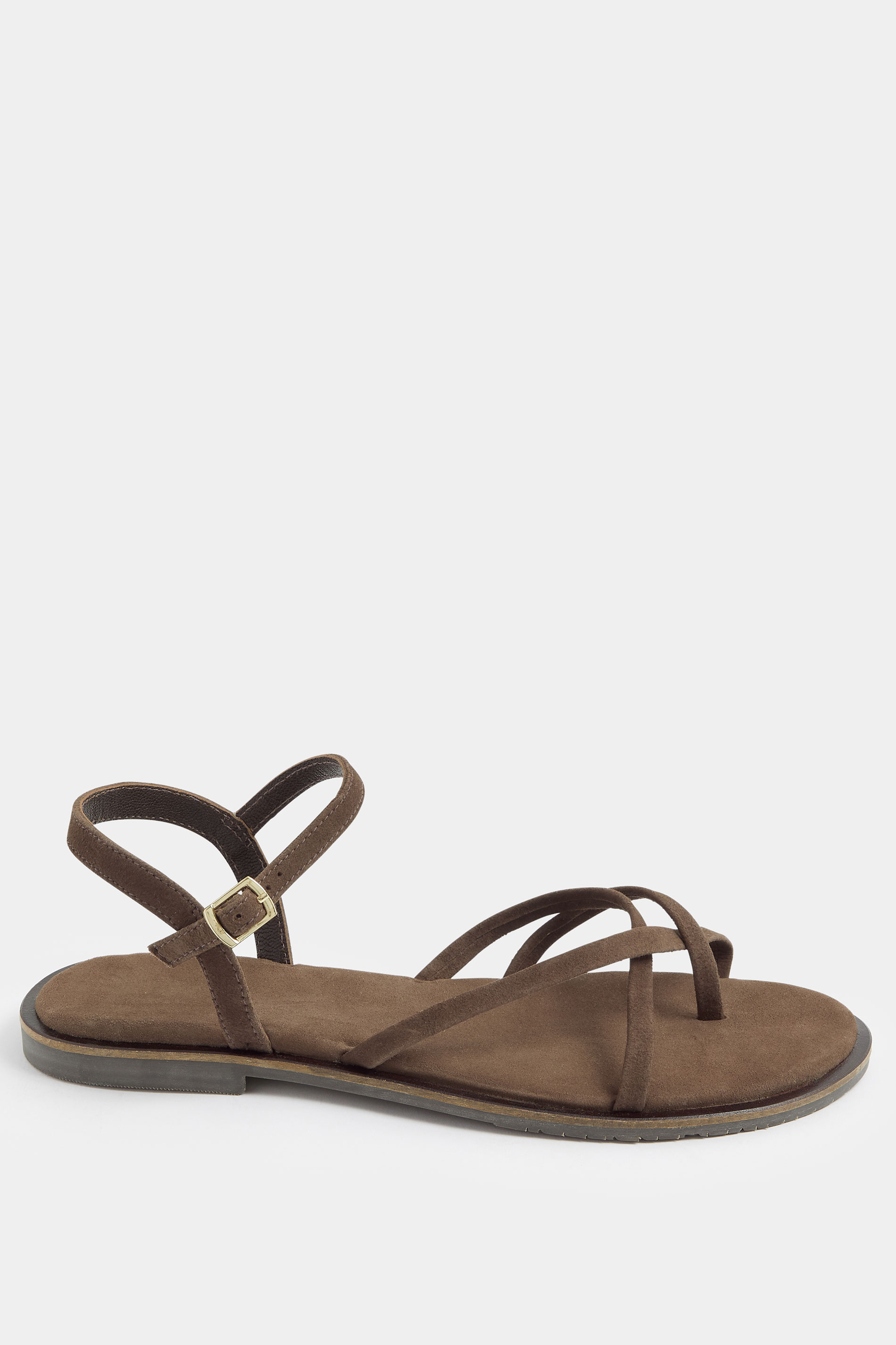 LTS Brown Cross Strap Sandals In a Standard Fit | Long Tall Sally 4