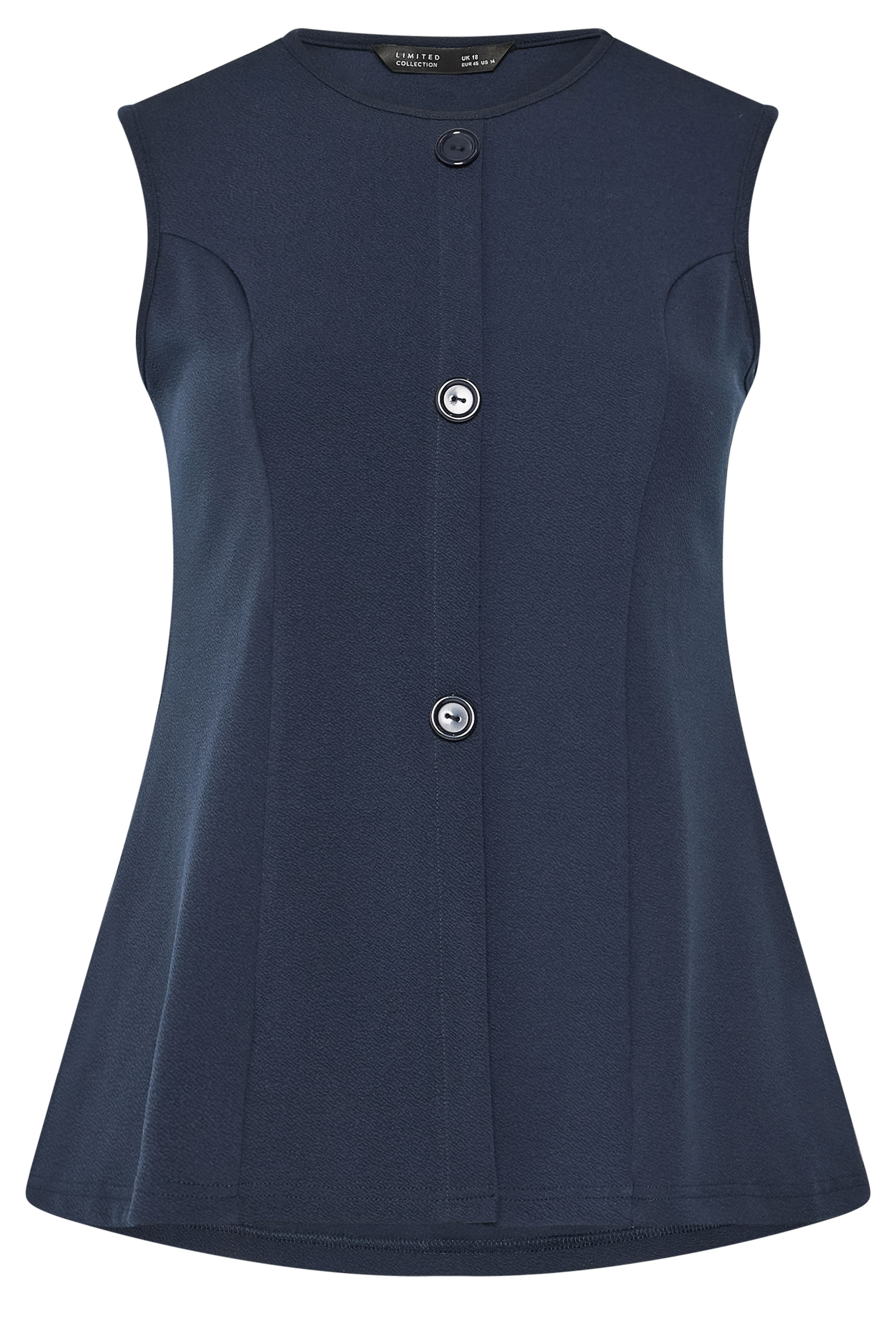 LIMITED COLLECTION Plus Size Navy Blue Seam Detail Waistcoat | Yours Clothing 5