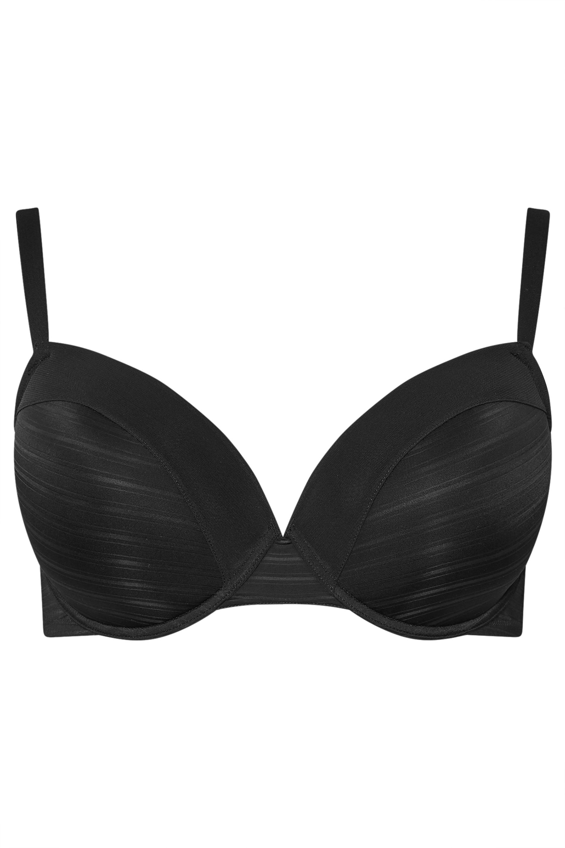 YOURSET 2 PACK Plus Size Black & Pink Burnout Stripe T-Shirt Bras | Yours Clothing 12