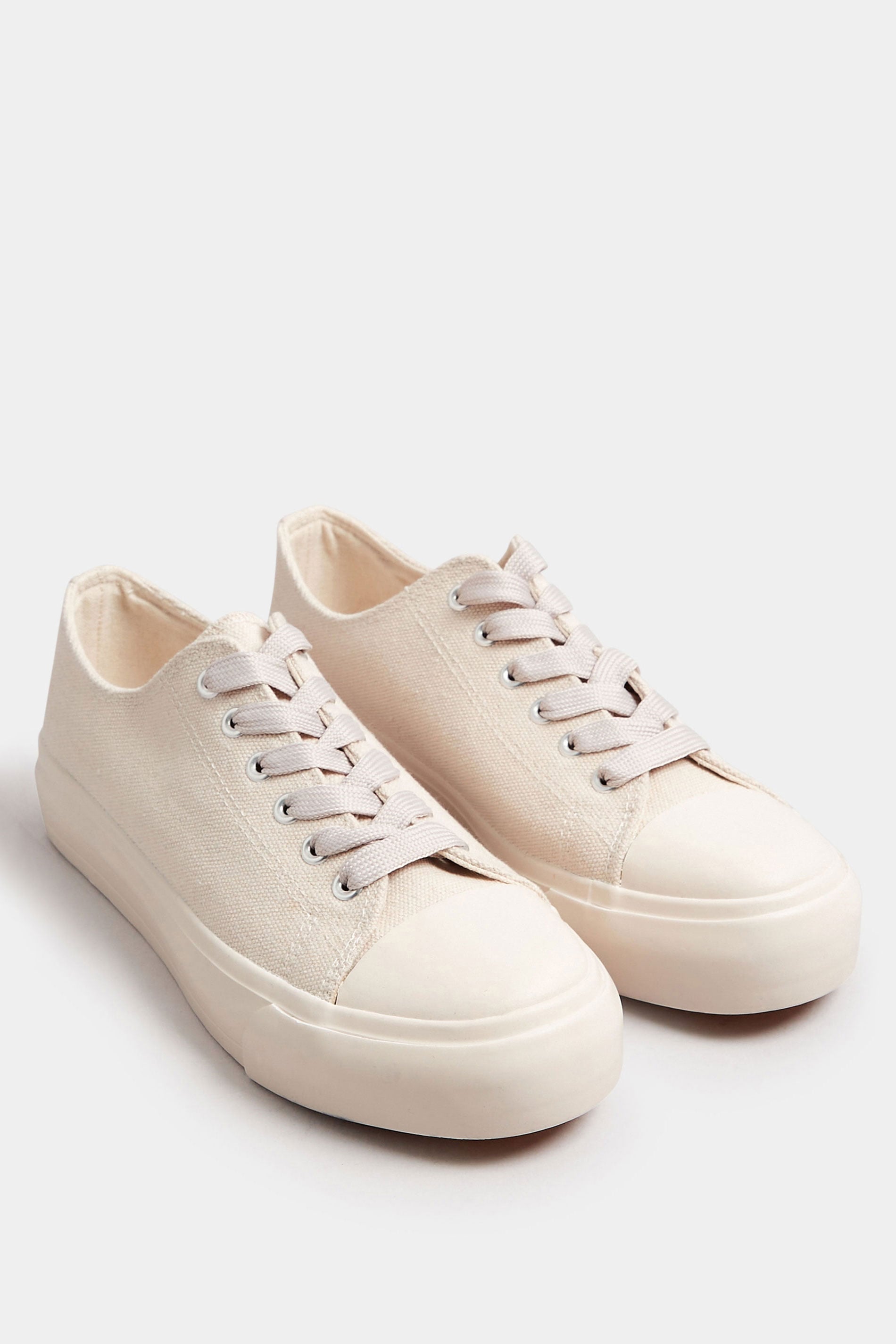 LTS Natural Brown Canvas Flatform Trainers In Standard Fit | Long Tall Sally 3