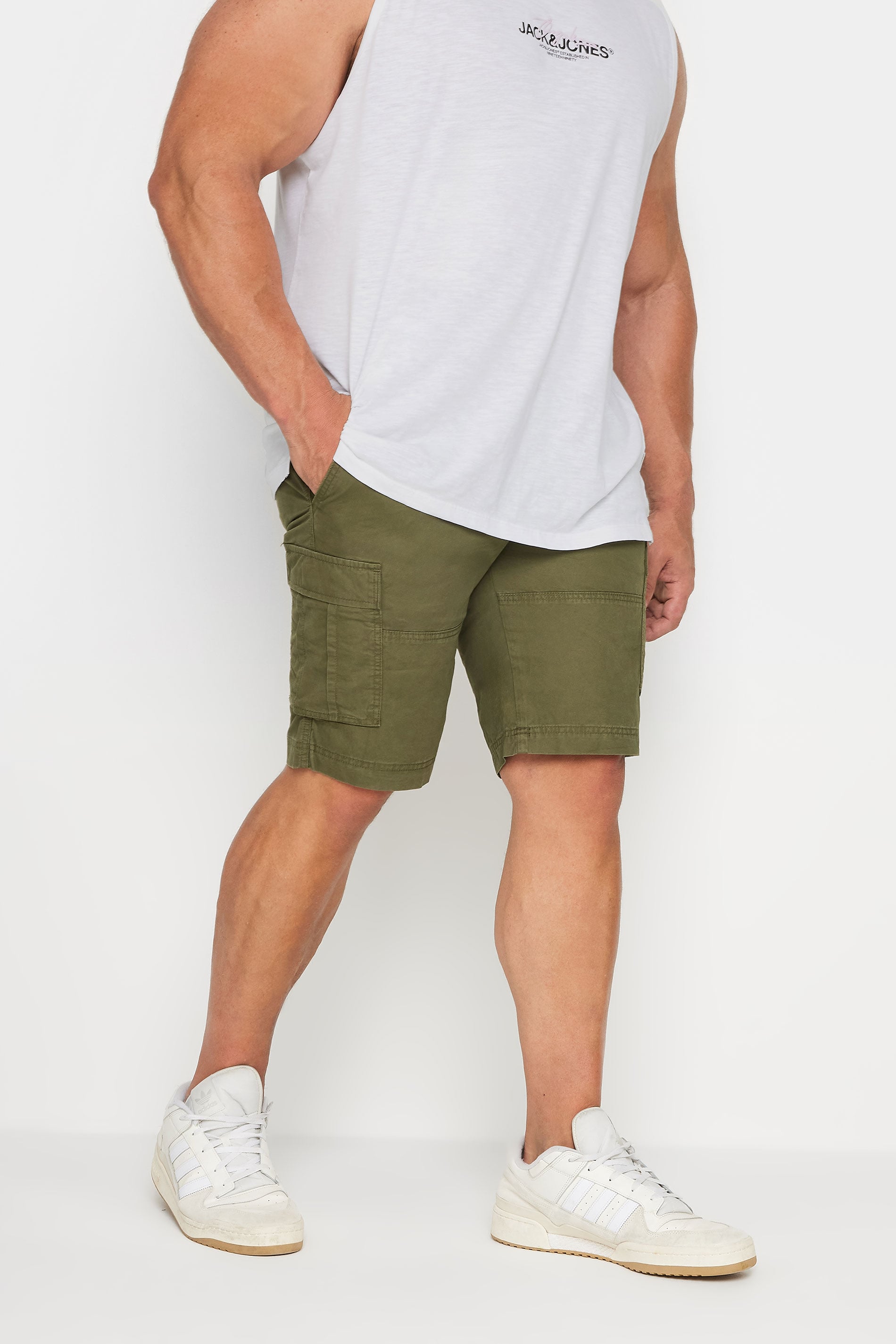 JACK & JONES Big & Tall Olive Green Cargo Shorts 3