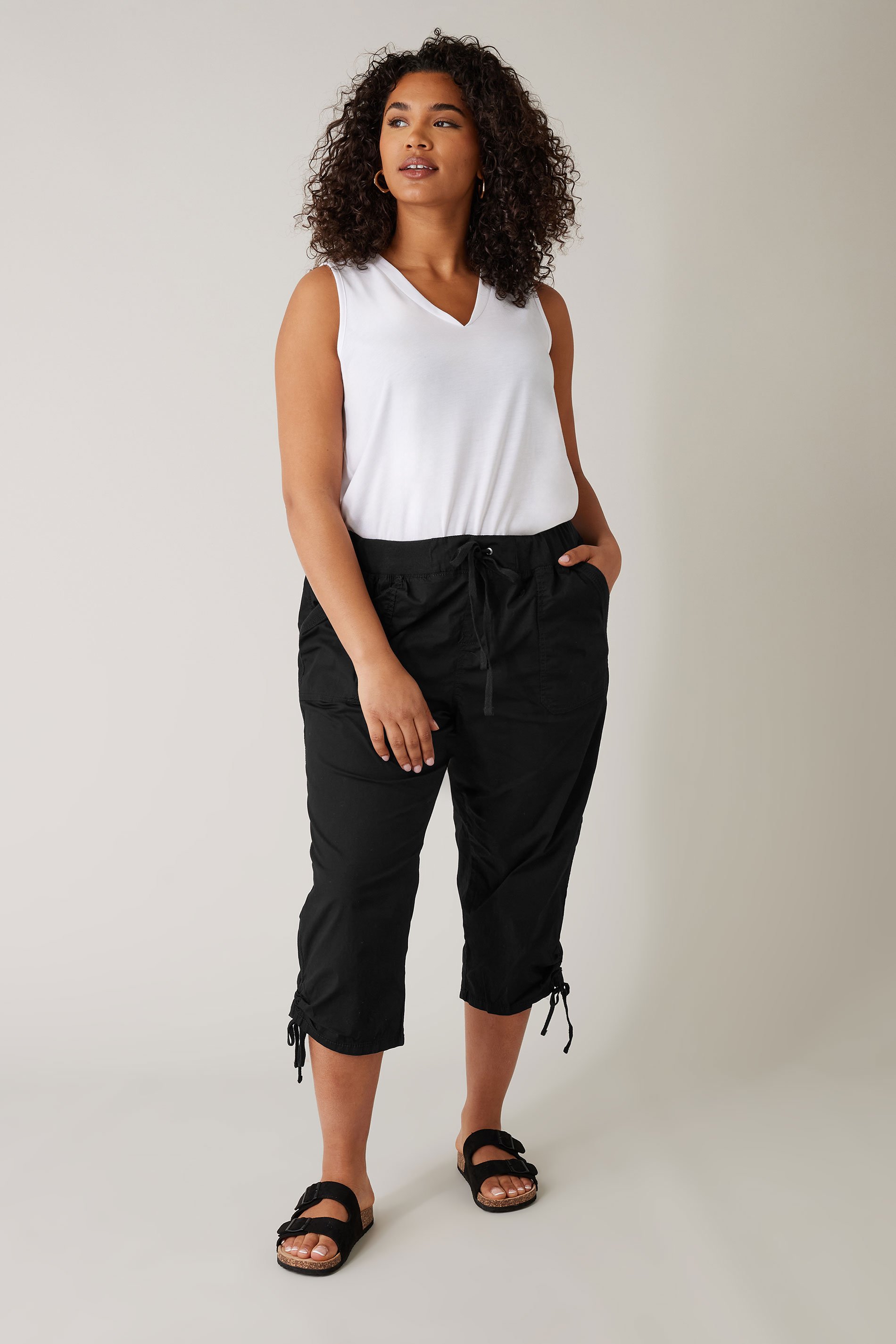 Black Cotton Cinch Capri 1