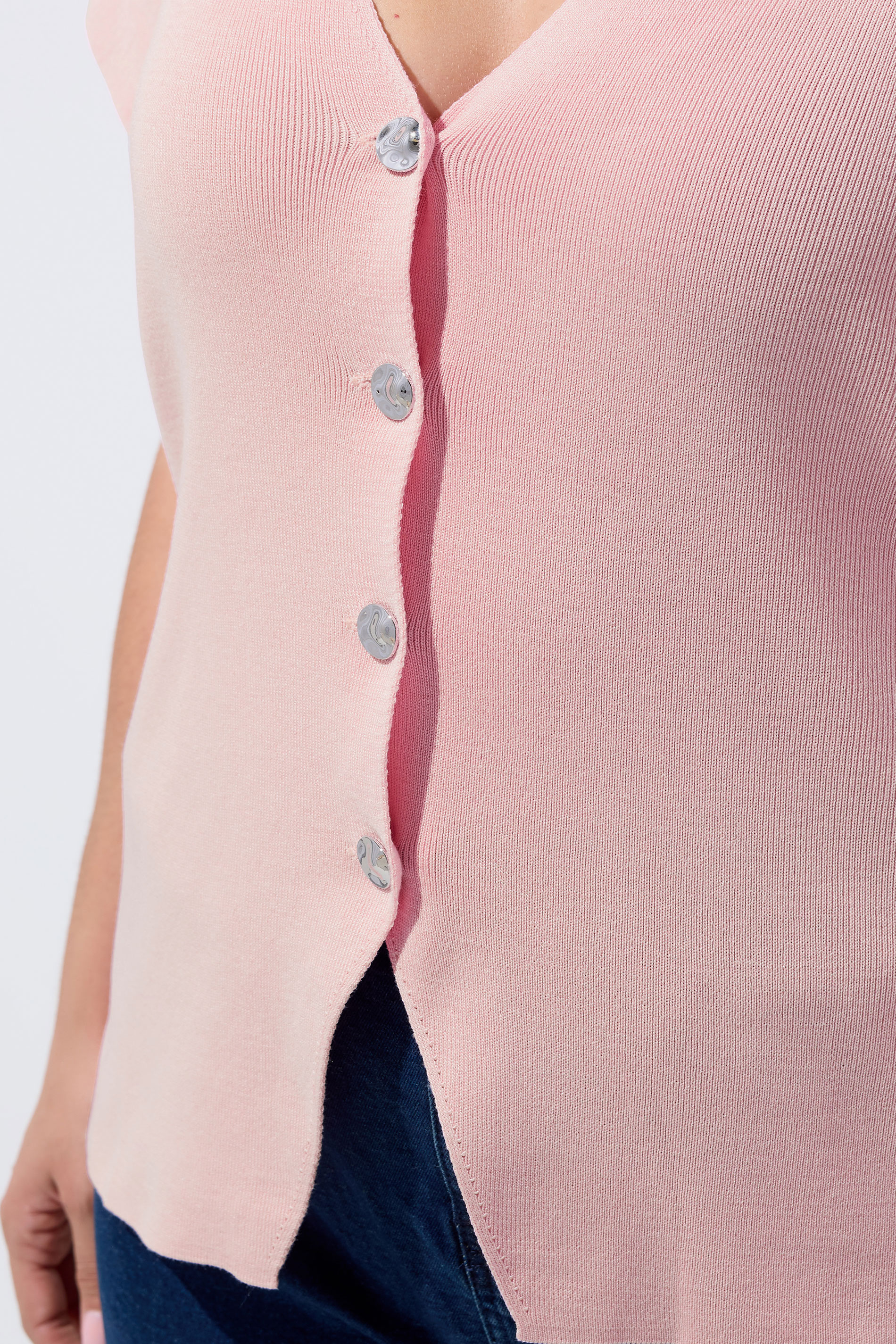 LIMITED COLLECTION Plus Size Light Pink Short Sleeve Knitted Top | Yours Clothing 4
