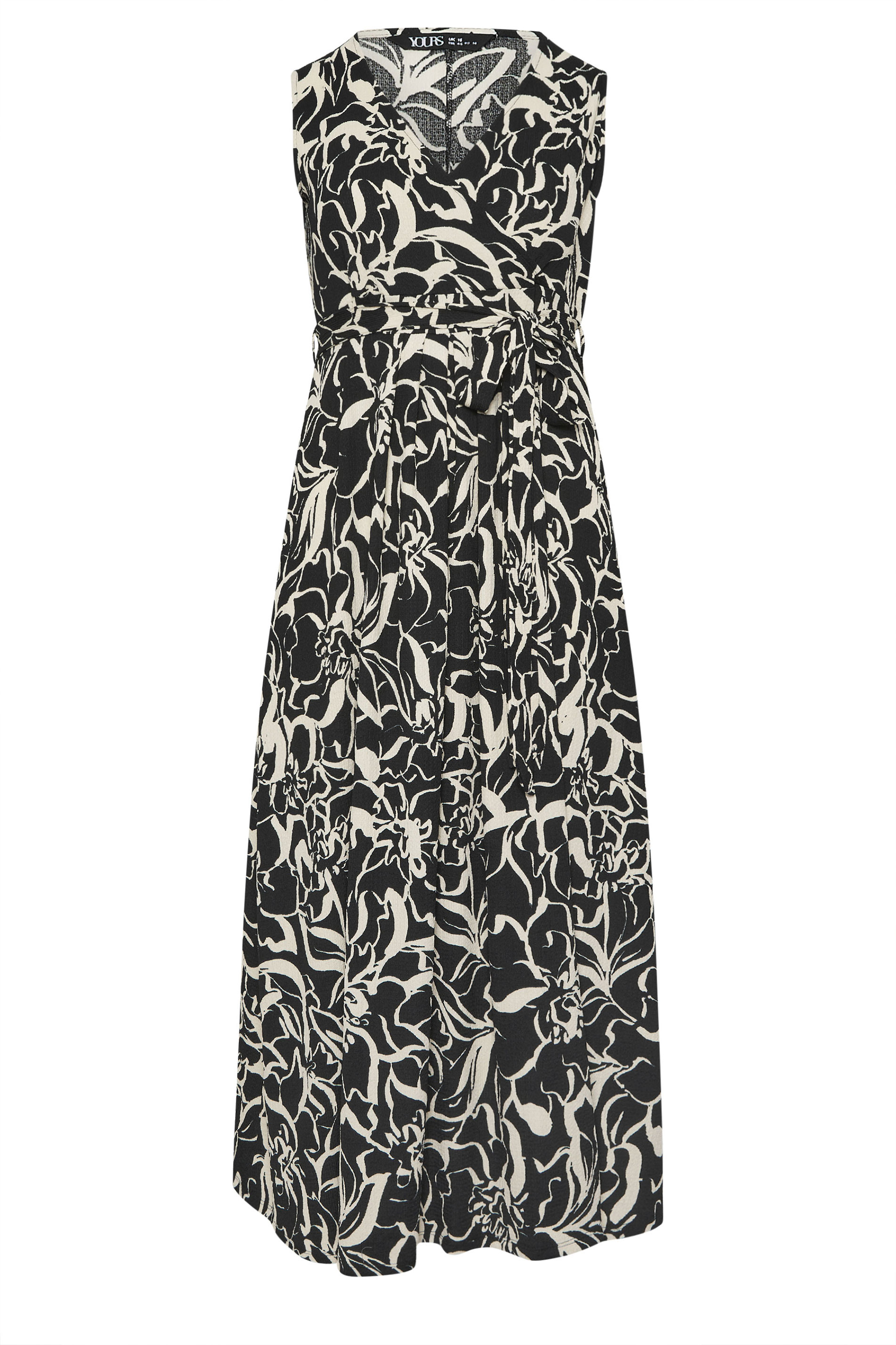 YOURS Plus Size Black Abstract Floral Wrap Dress | Yours Clothing 5