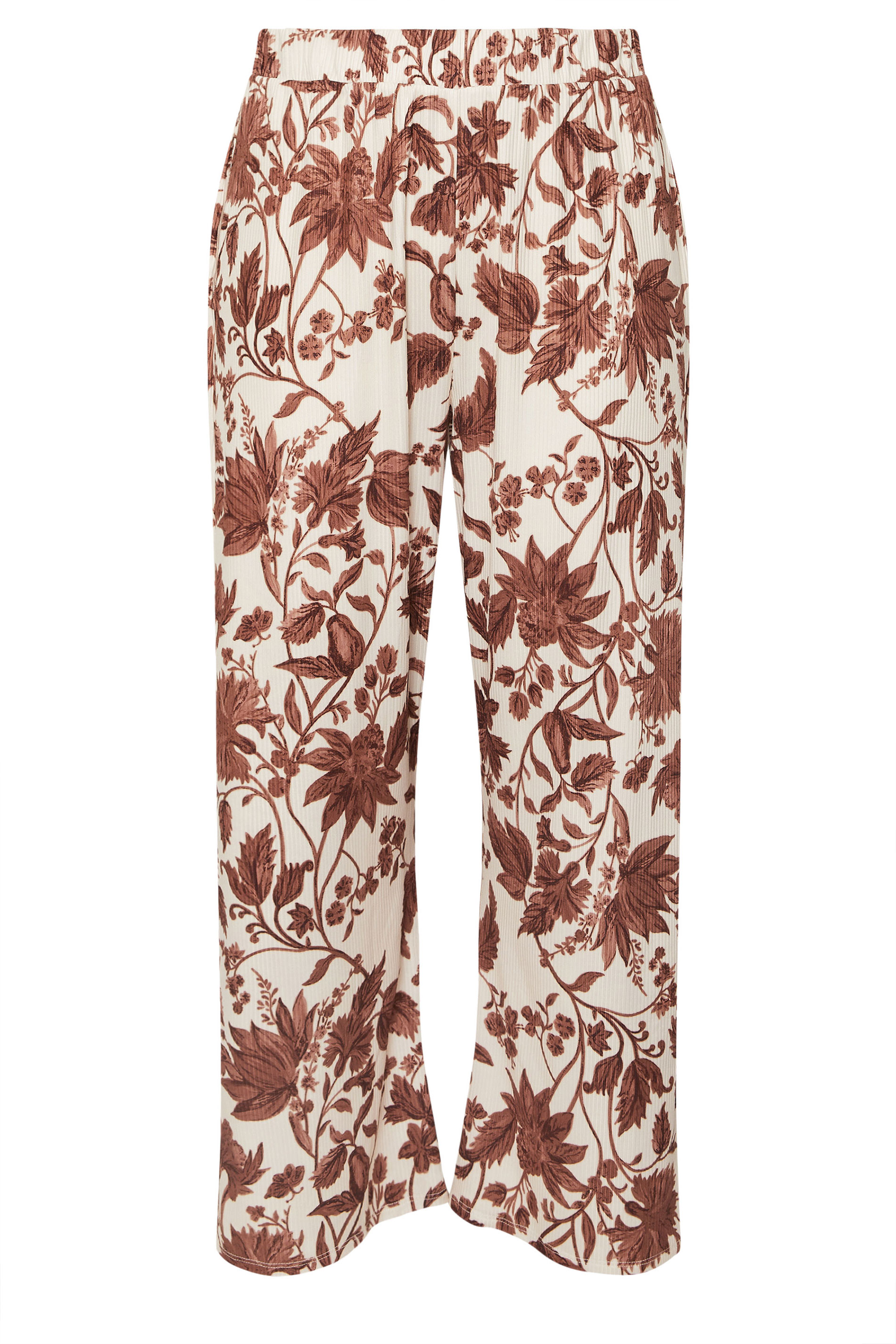  LIMITED COLLECTION Plus Size Brown Floral Wide Leg Trousers | Yours Clothing 5