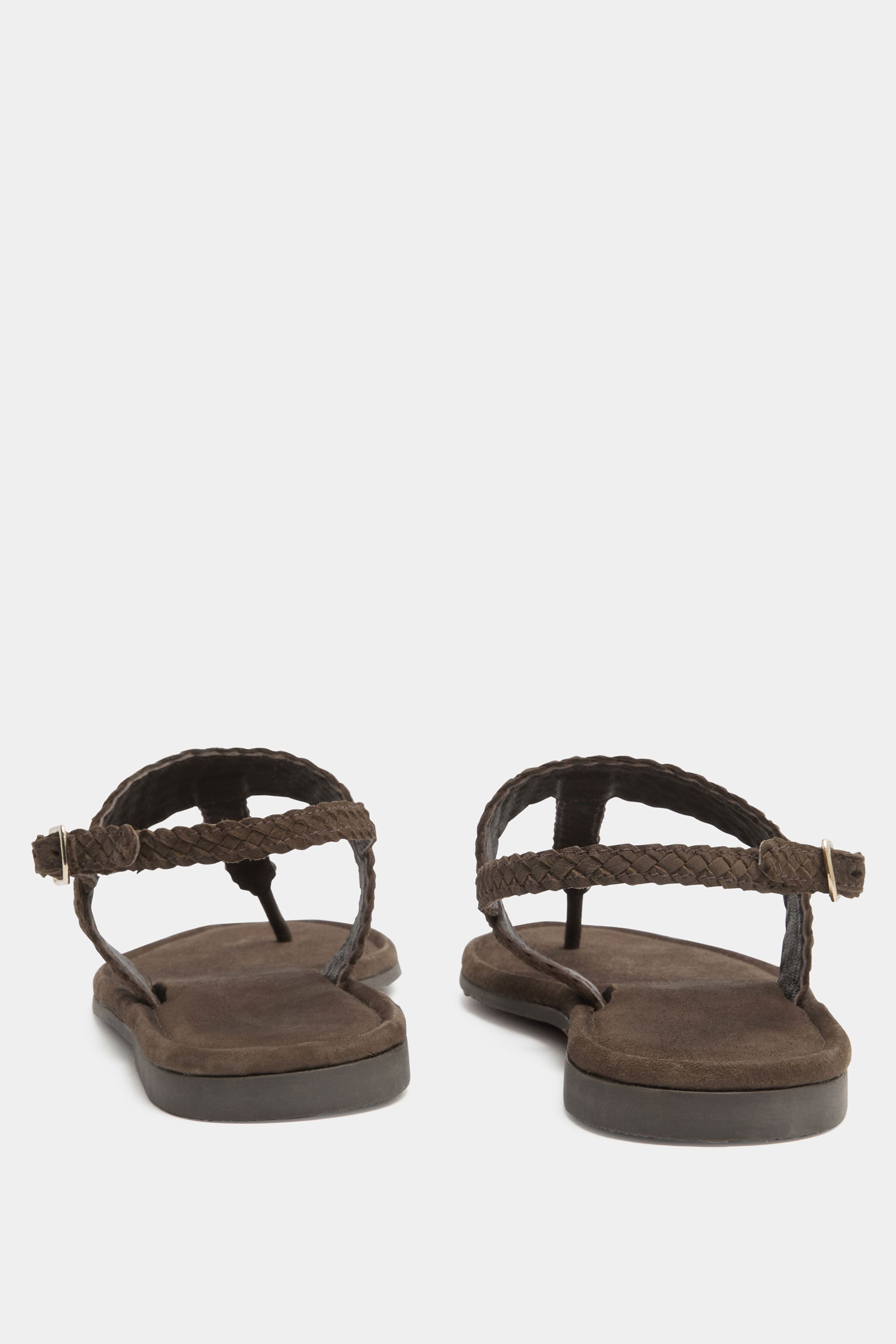 Chocolate Brown Woven Toe Post Sandals In Extra EEE Wide Fit | Yours Clothing 3