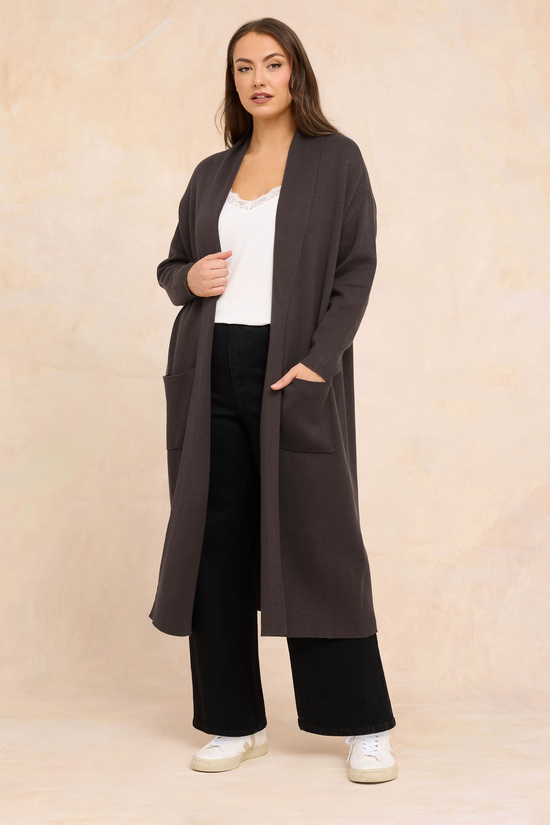 EVANS Plus Size Chocolate Brown Premium Longline Coatigan | Evans  2