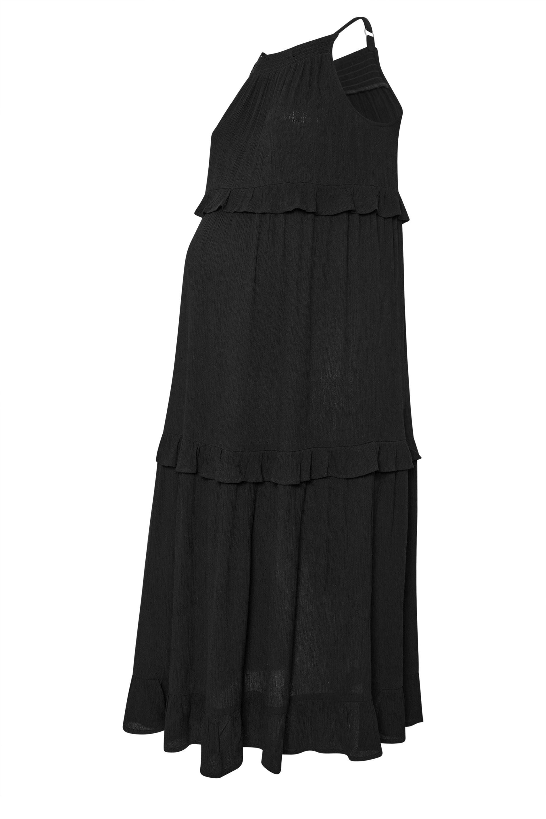 BUMP IT UP MATERNITY Plus Size Black Tiered Frill Maxi Dress | Yours Clothing 5