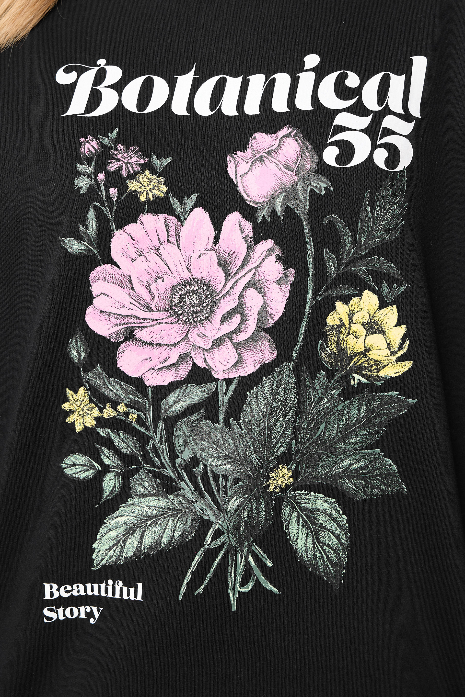 YOURS Plus Size Black 'Botanical' Floral Sweatshirt | Yours Clothing 4