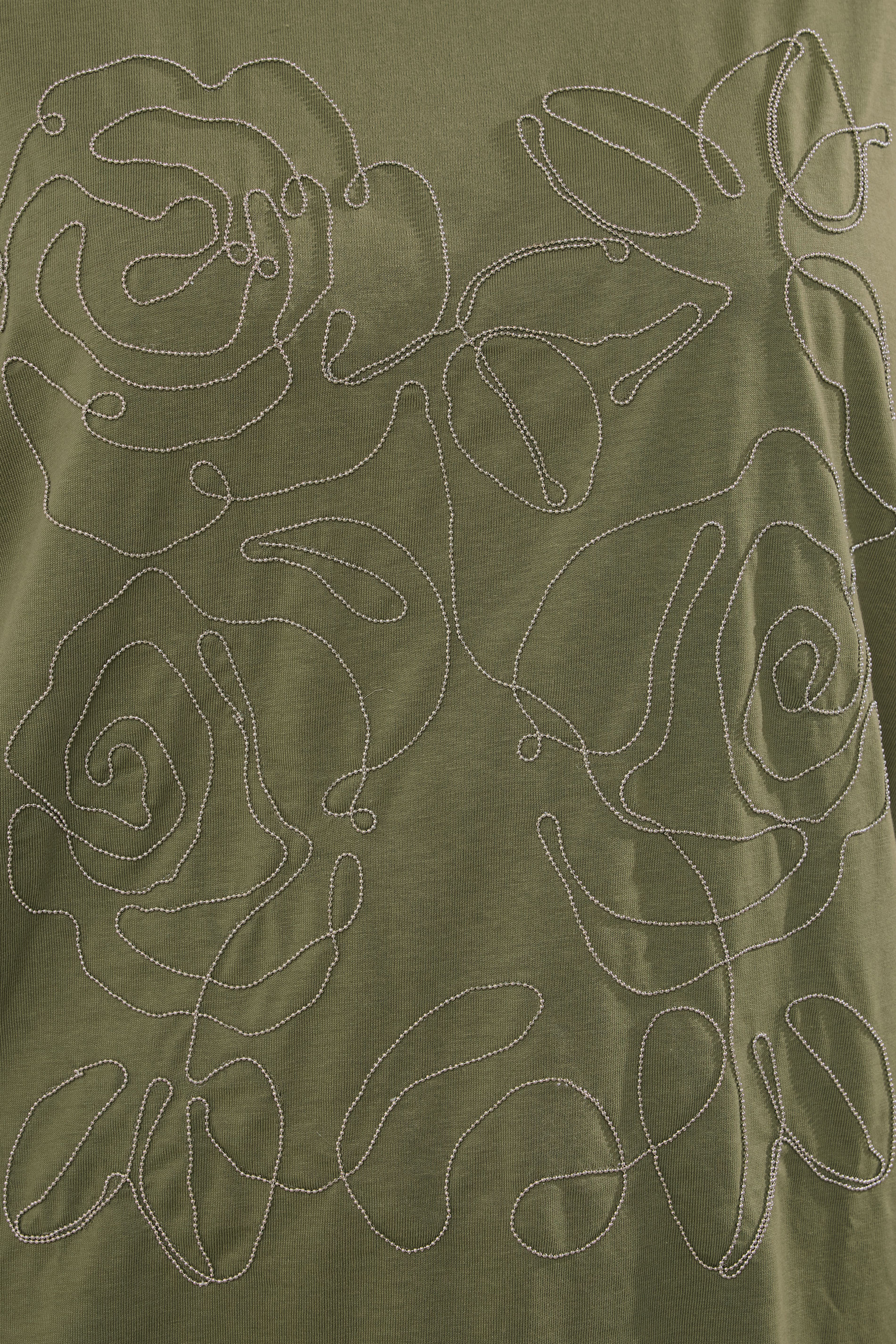 EVANS Plus Size Khaki Green Floral Chain Detail Cotton T-Shirt | Evans 4