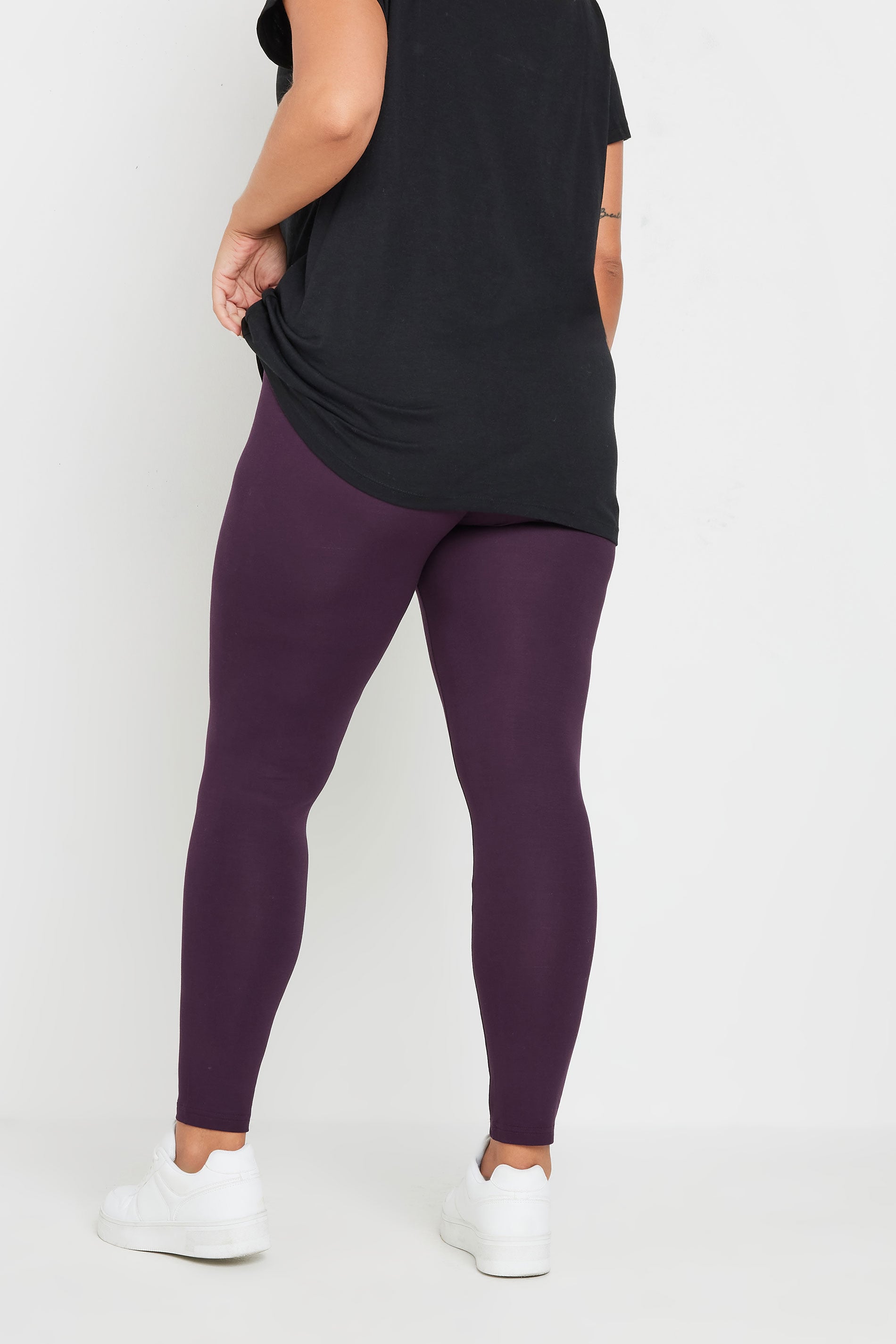 YOURSET 2 PACK Plus Size Burgundy Red & Black Soft Touch Stretch Leggings | Yours Clothing 6