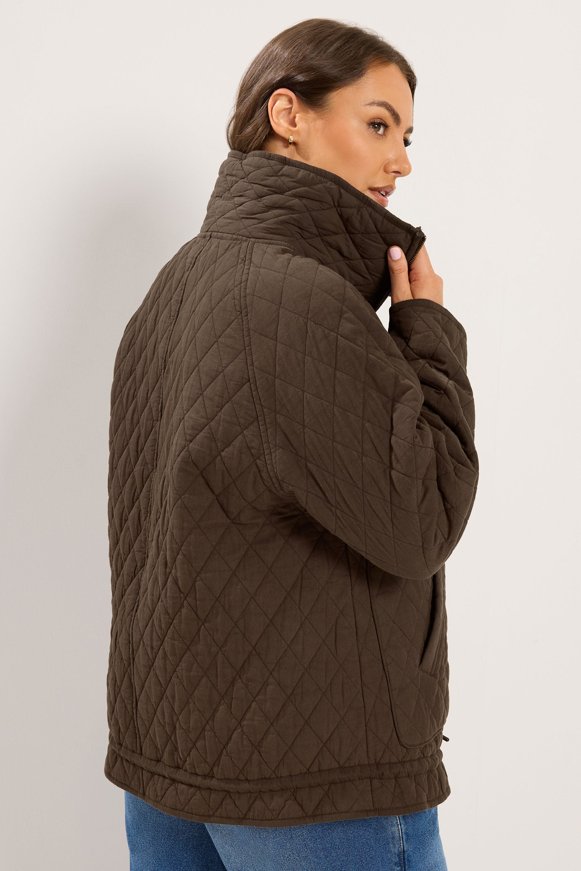 YOURS Plus Size Chocolate Brown Lightweight Quilted Jacket | Yours Clothing 2