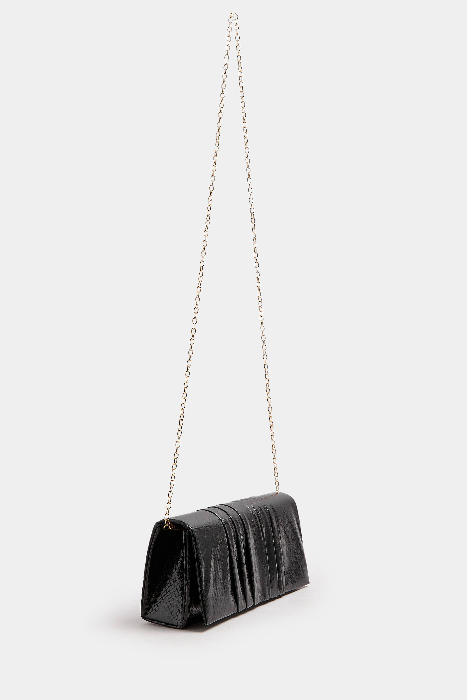 Black Faux Leather Metallic Clutch Bag | Yours Clothing 4