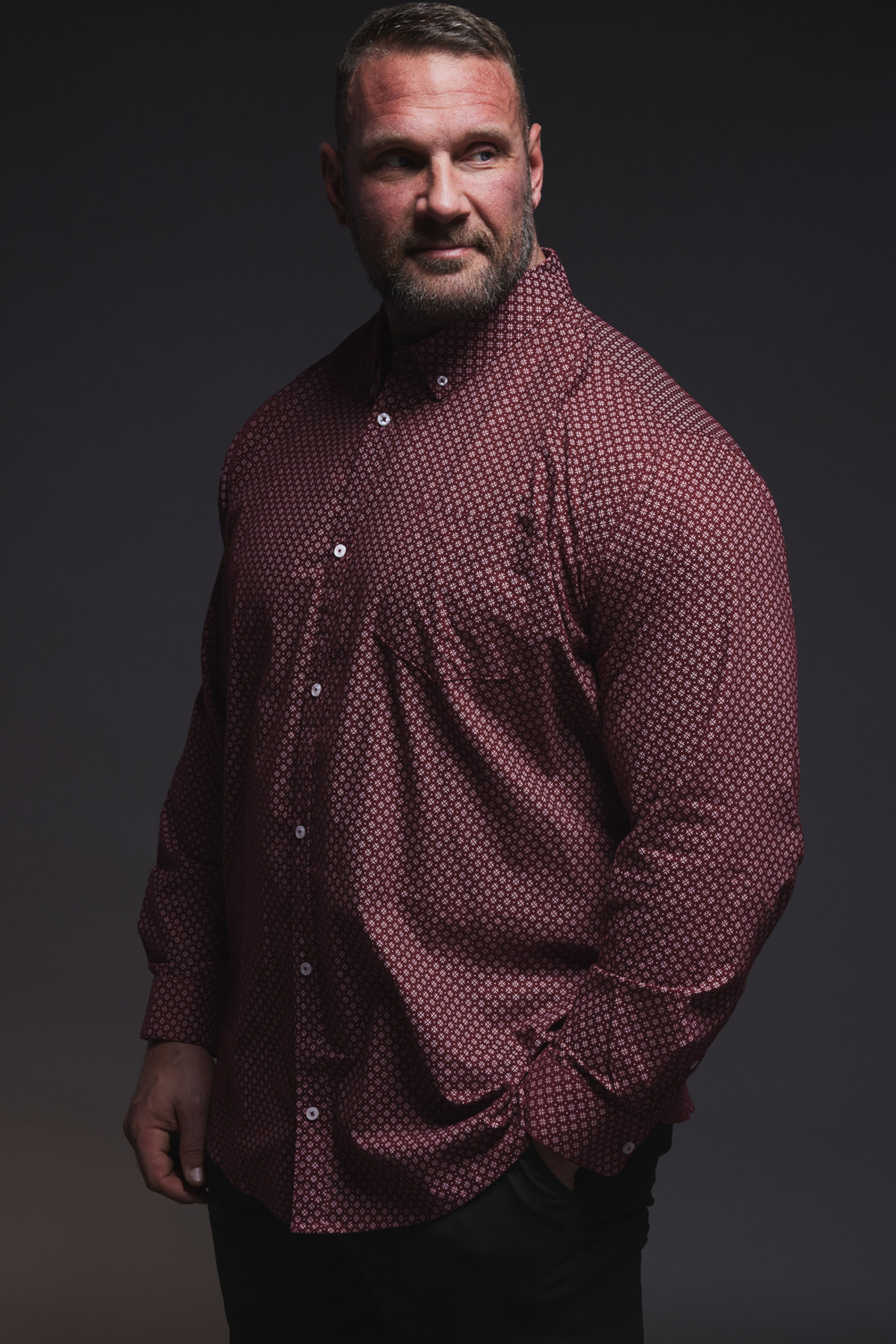 BadRhino Big & Tall Burgundy Red Geometric Print Party Shirt | BadRhino 2
