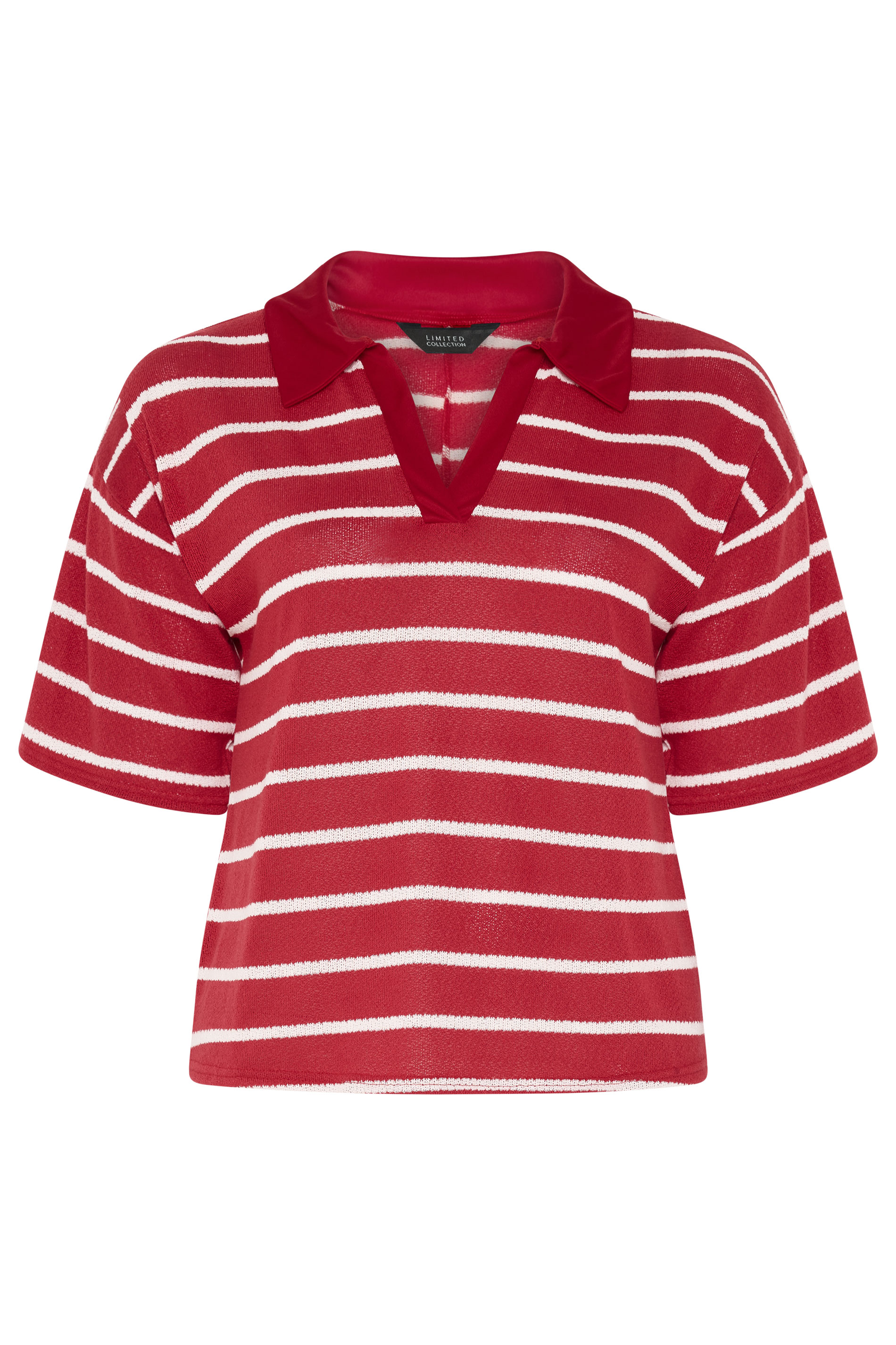 LIMITED COLLECTION Plus Size Red Stripe Rugby Collar Top | Yours Clothing 6
