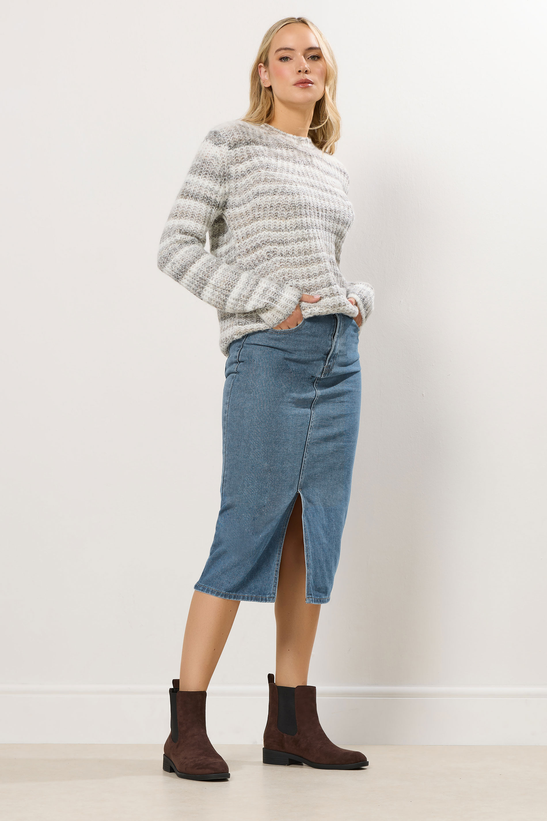 LTS Tall Blue Denim Midi Skirt | Long Tall Sally  3