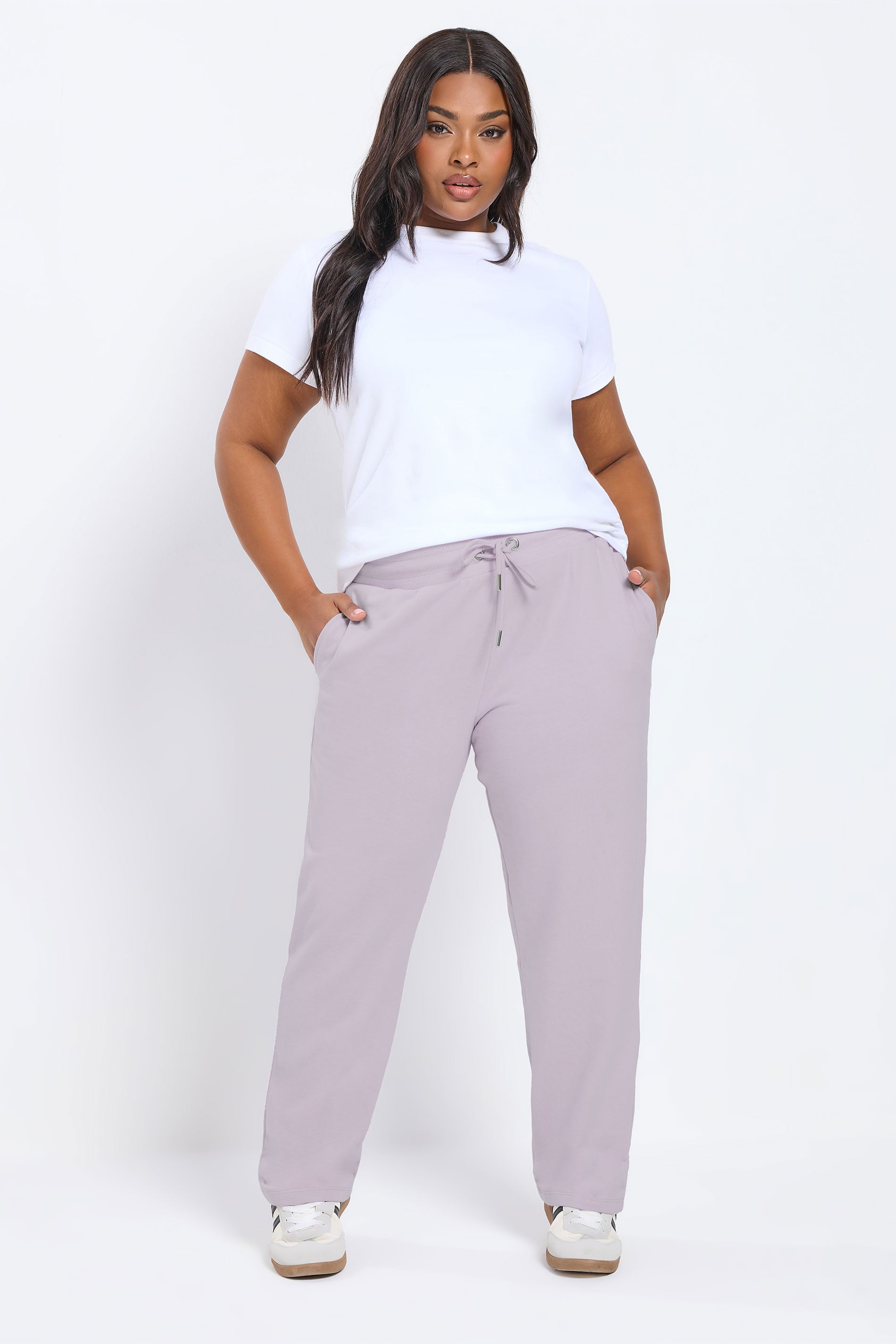 YOURS Plus Size Purple Tie Waist Joggers | Yours Clothing 1
