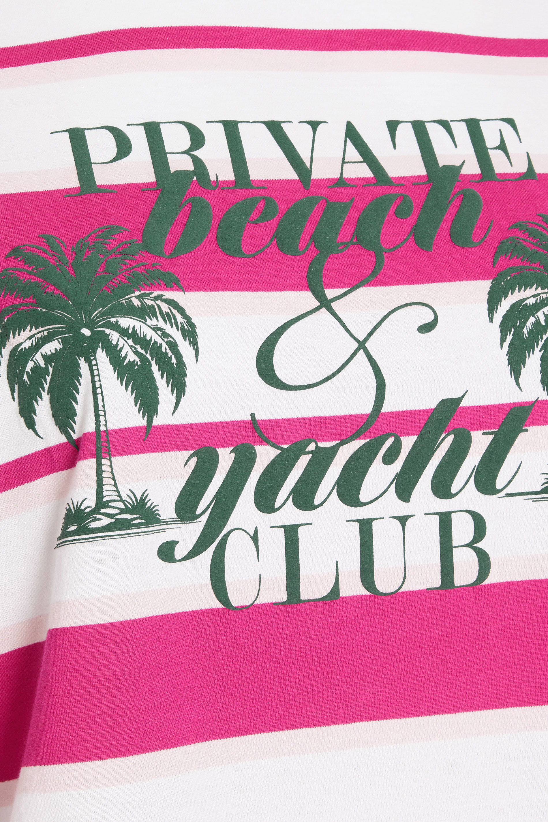 YOURS Curve Pink 'Beach Club' Slogan Stripe T-Shirt | Yours Clothing 6