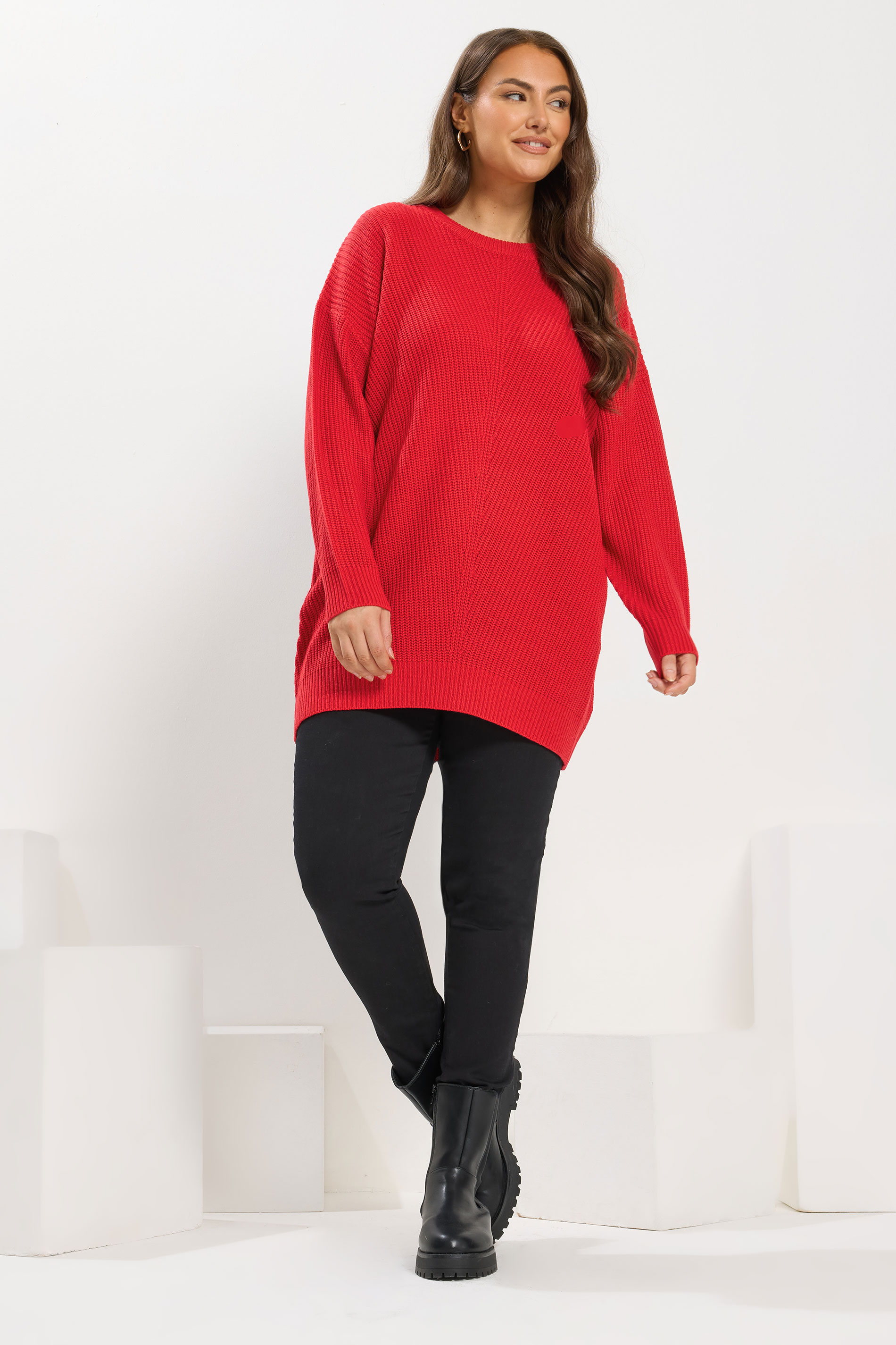 YOURS Plus Size Red Essential Knitted Jumper | Yours Clothing 4