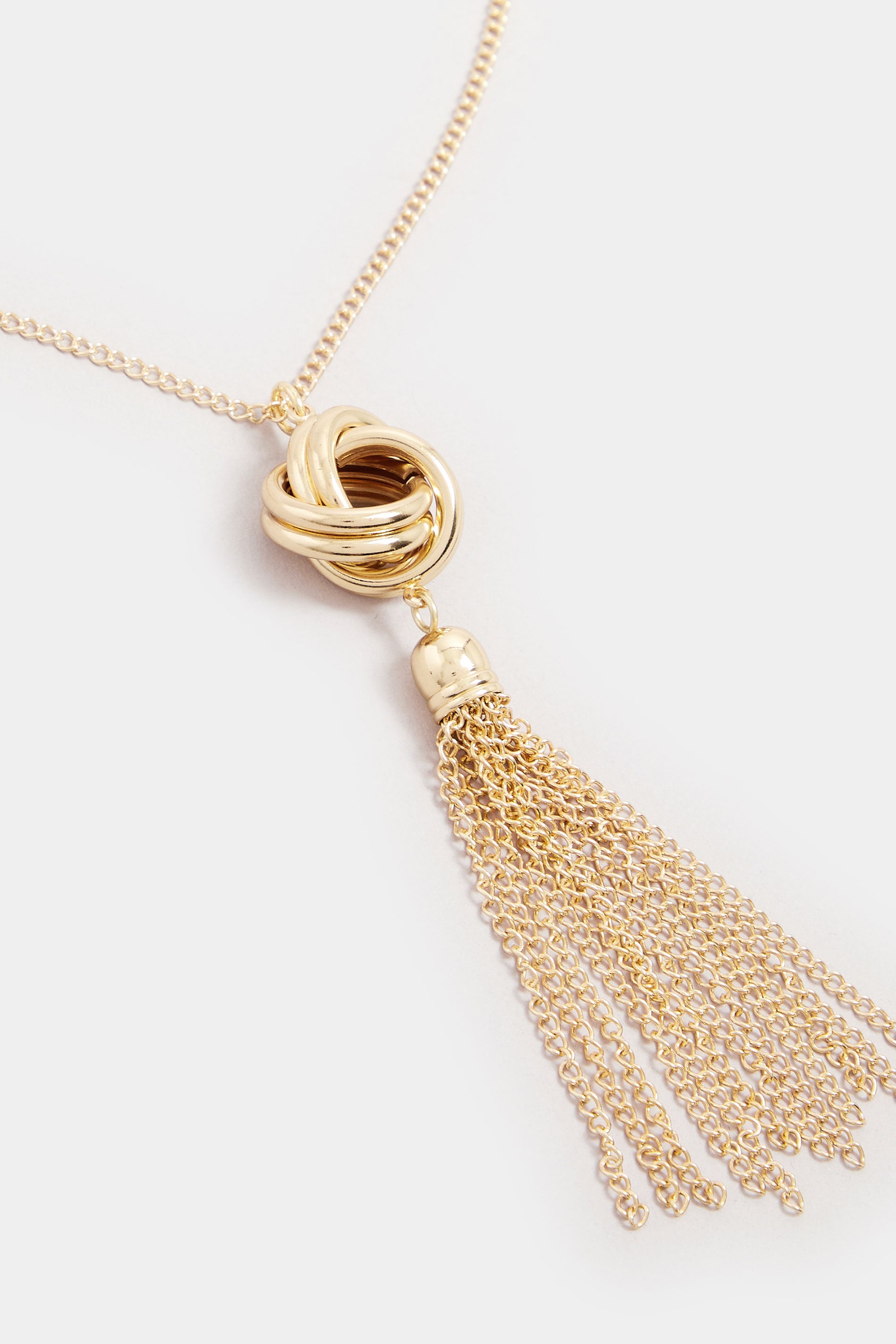 Gold Tone Knot Tassel Longline Necklace | Yours Clothing 2