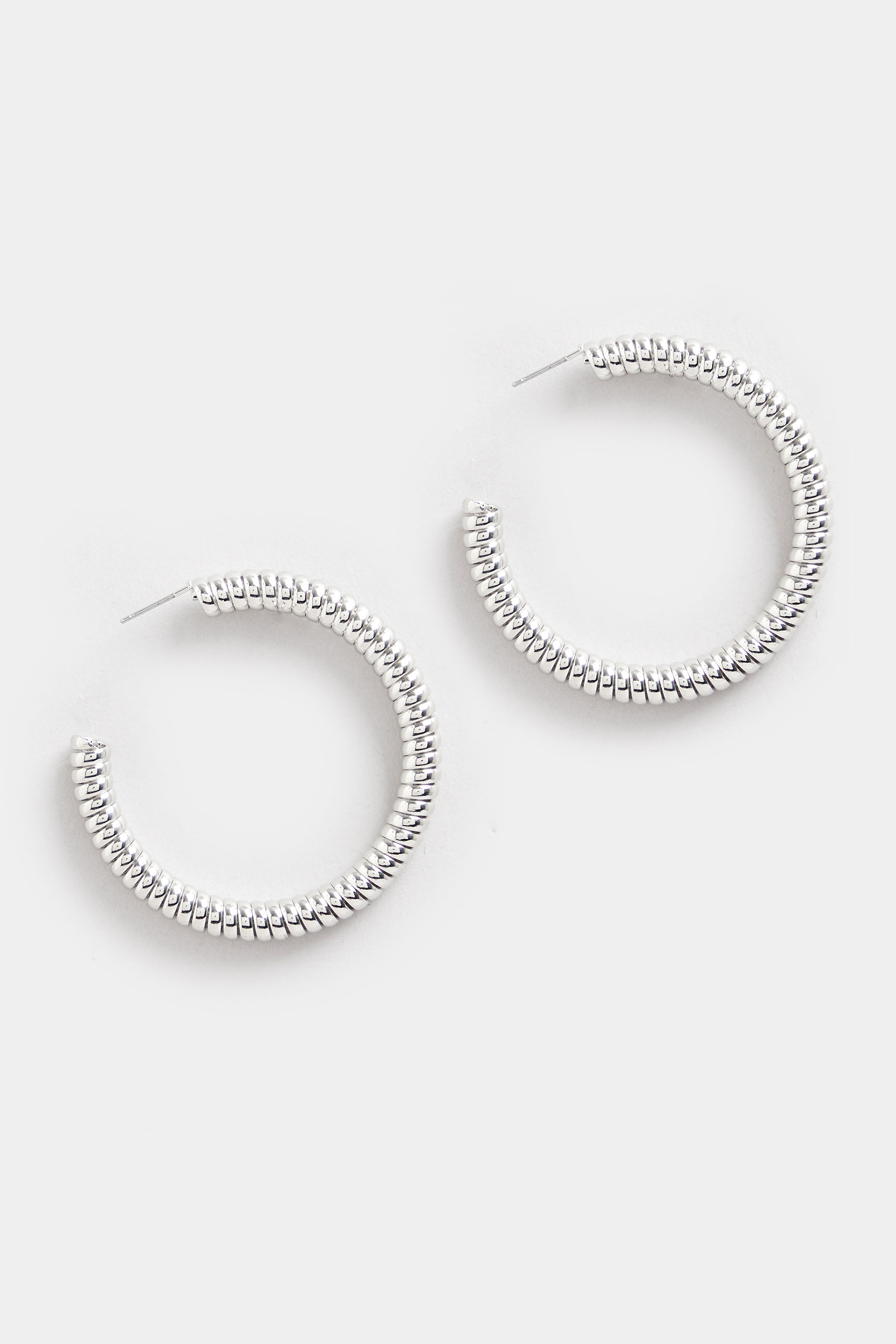 Silver Tone Statement Coil Hoop Earrings | Yours Clothing  3