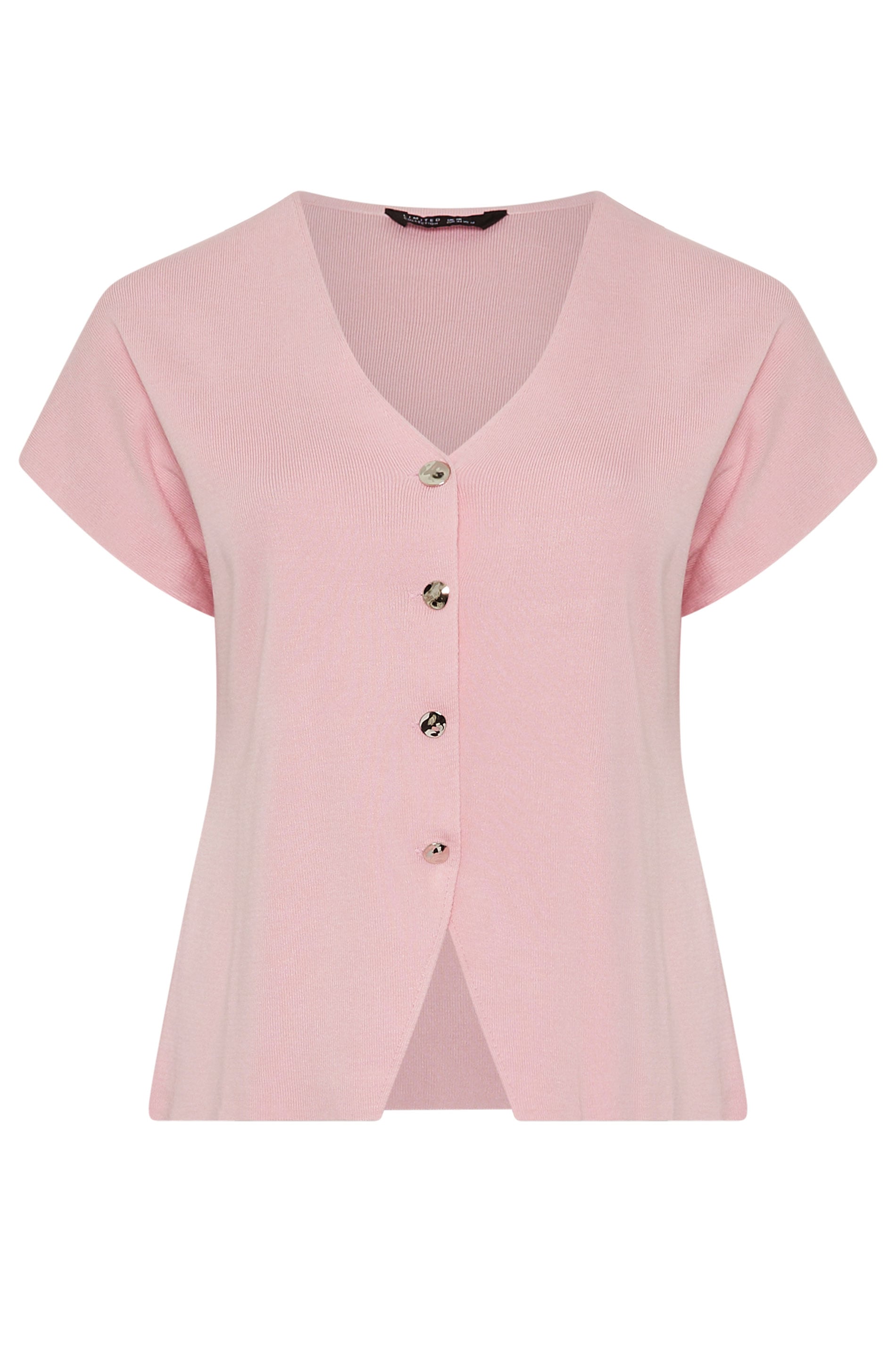 LIMITED COLLECTION Plus Size Light Pink Short Sleeve Knitted Top | Yours Clothing 5