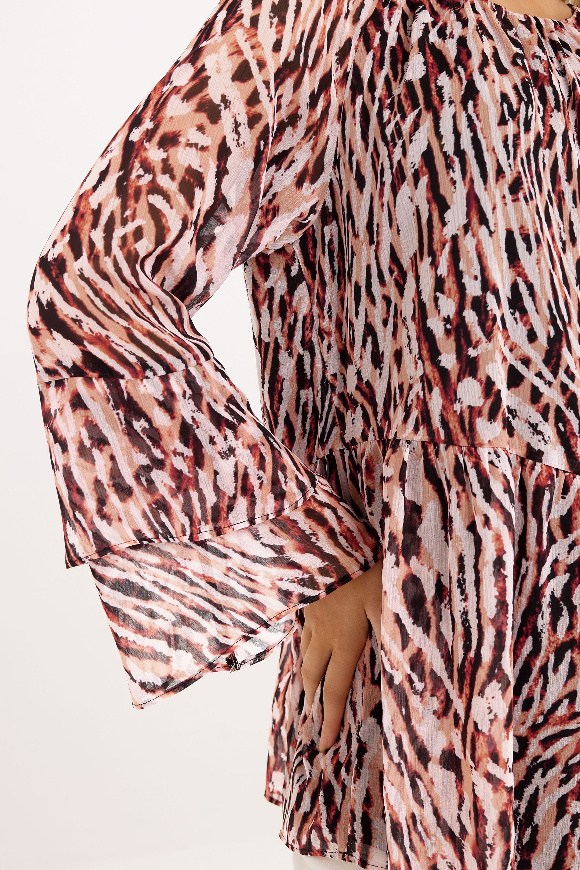 STAR Orange Abstract Frill Sleeve Blouse | StarByJM 4
