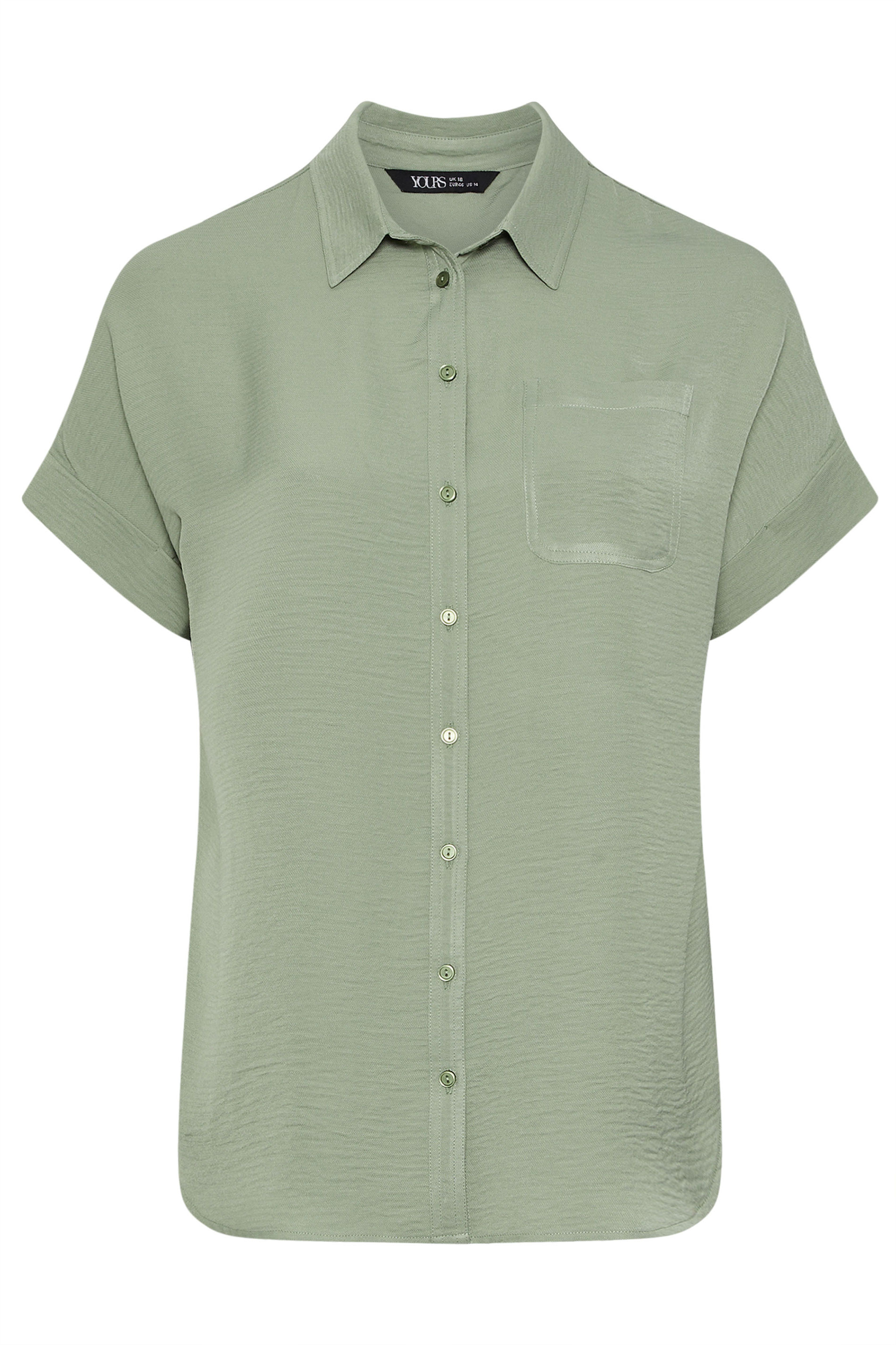 YOURS Plus Size Green Button Through Oversized Shirt | Yours Clothing 5