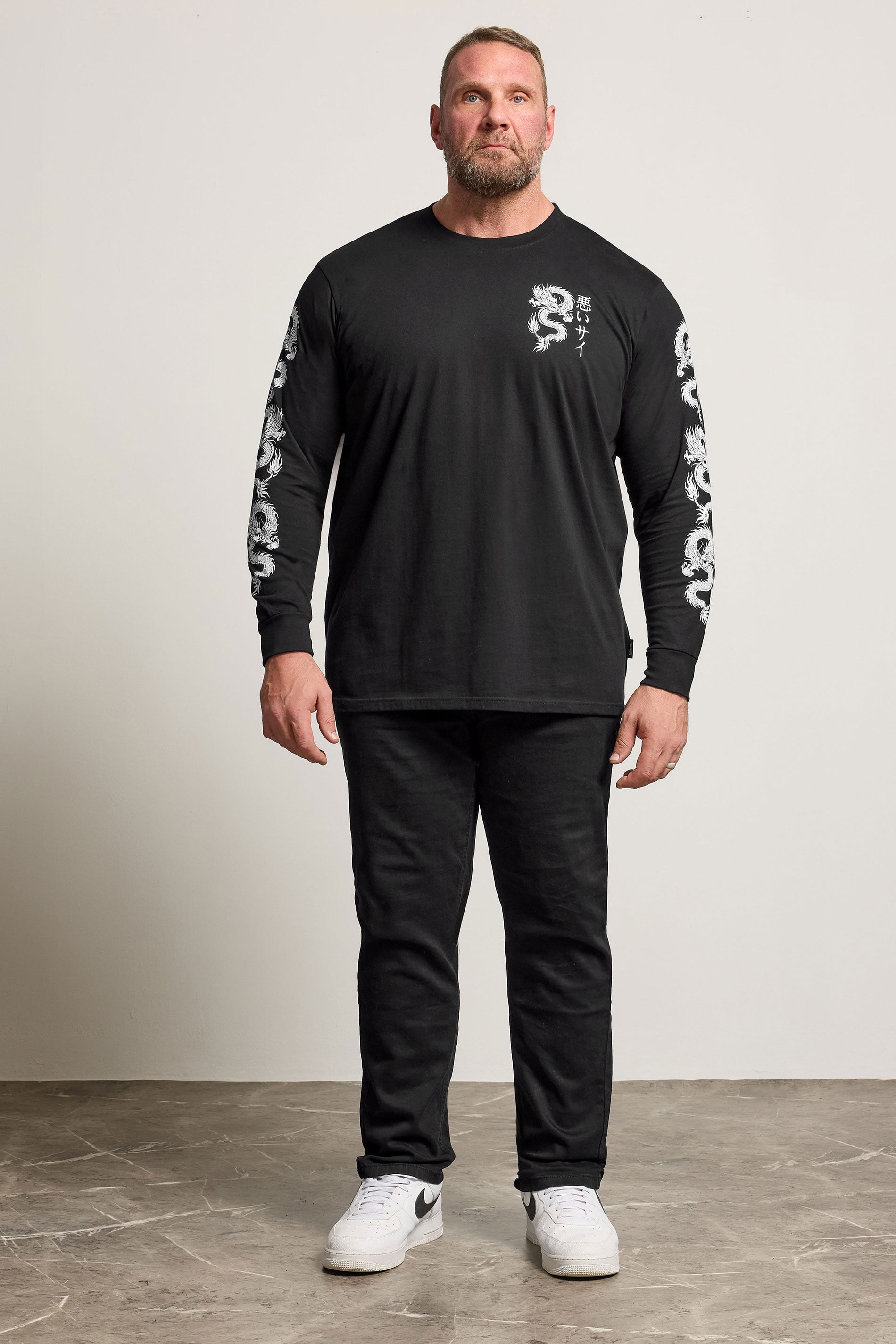 BadRhino Big & Tall Black Long Sleeve Dragon Graphic T-shirt | BadRhino 1