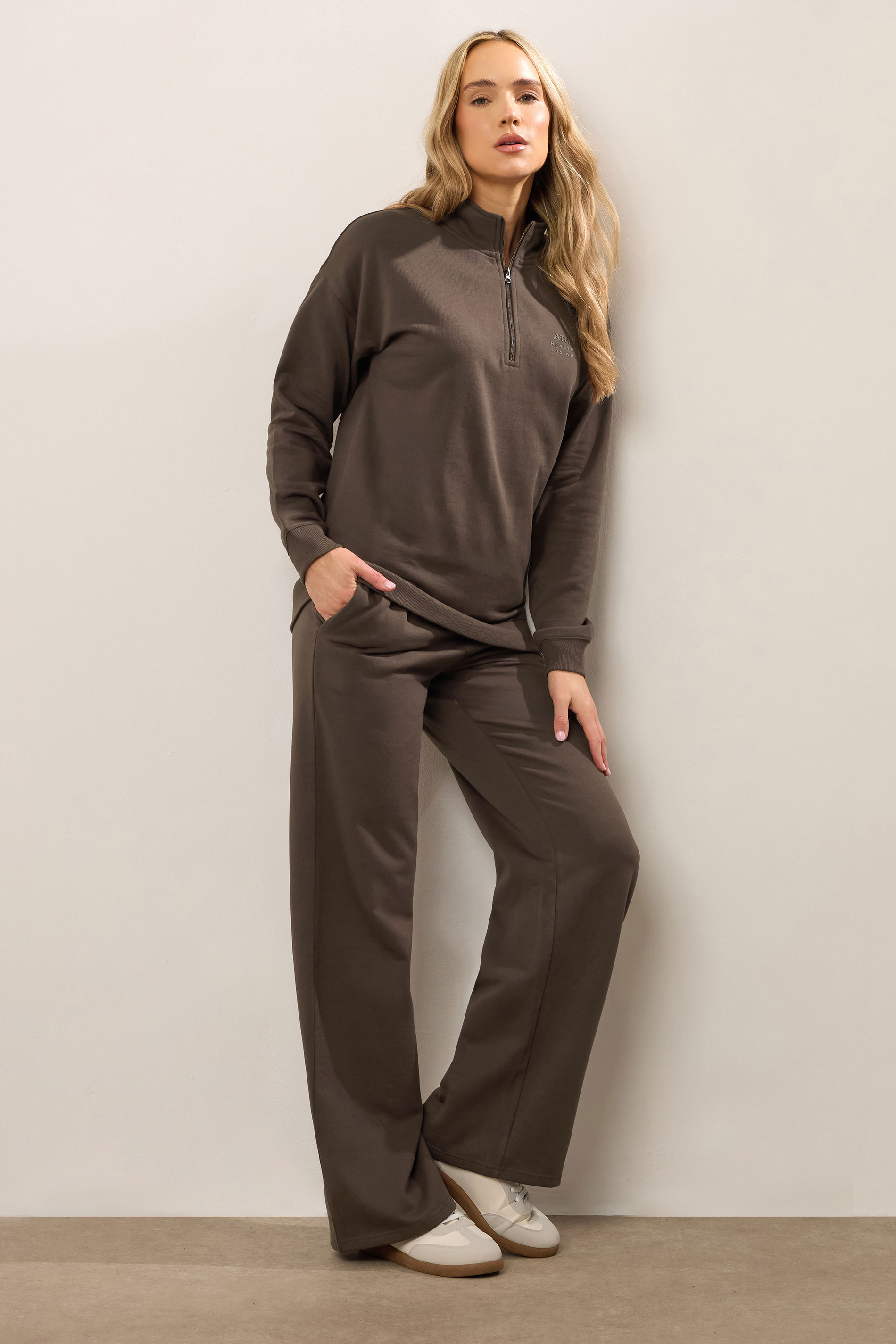 LTS Tall Chocolate Brown Wide Leg Joggers | Long Tall Sally 1
