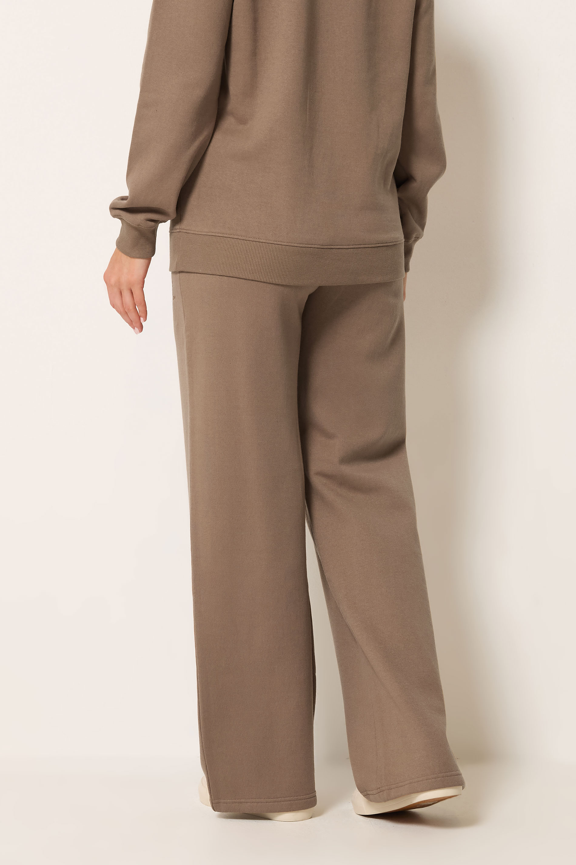 LTS Tall Women's Mocha Brown Embroidered Wide Leg Joggers | Long Tally Sally 2