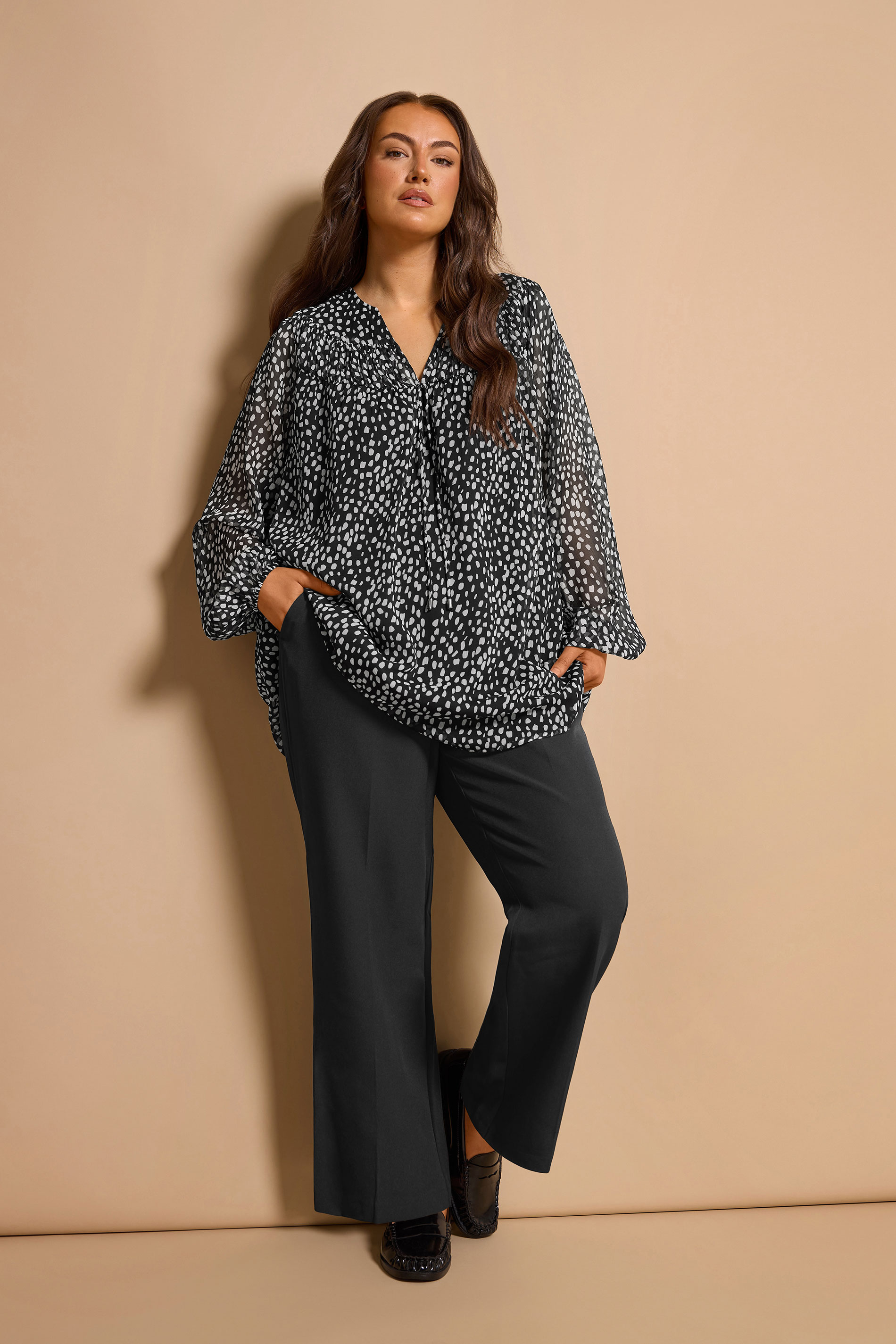 EVANS Plus Size Spot Print Chiffon Blouse | Evans 1