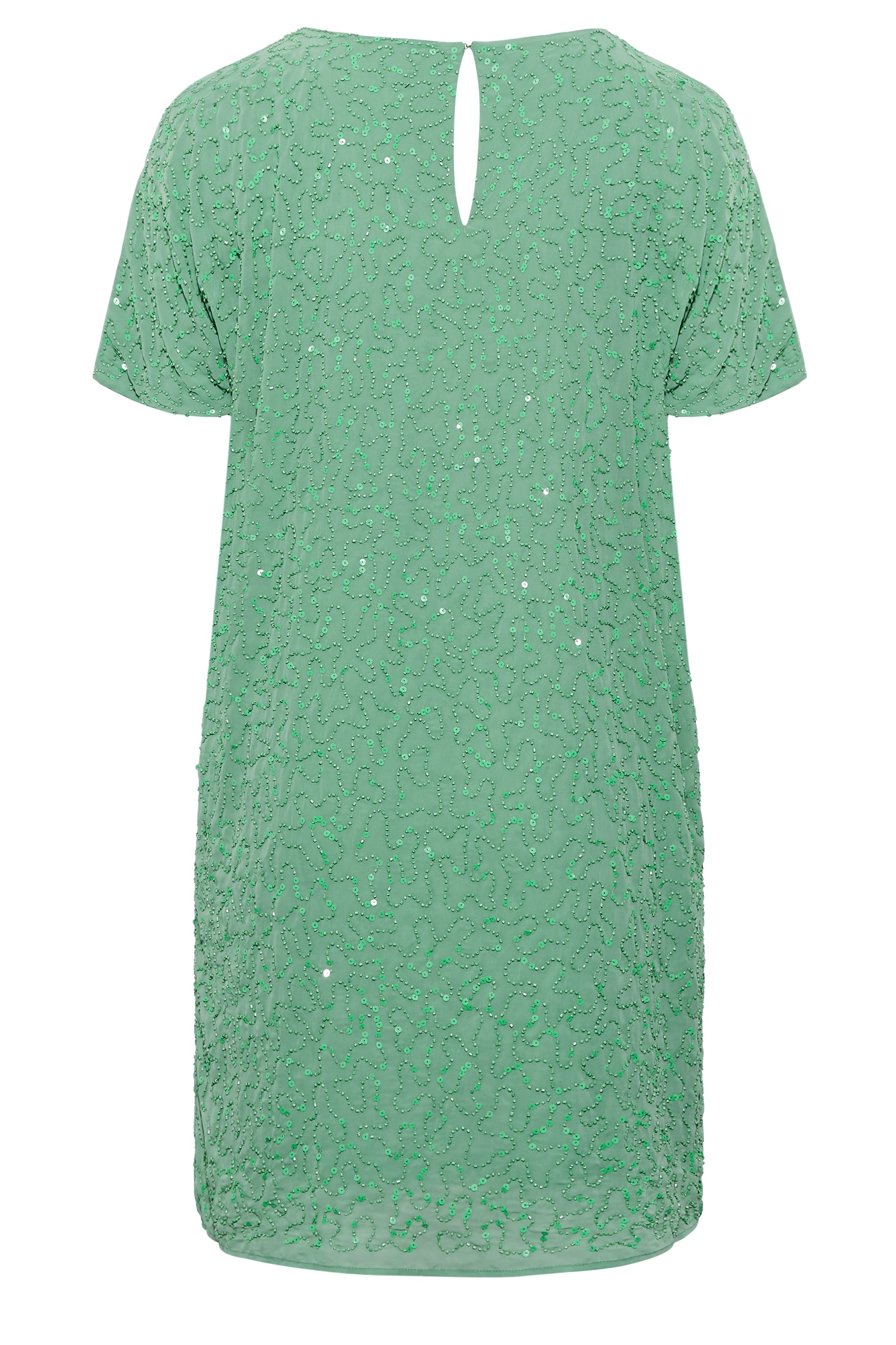 LUXE Plus Size Green Sequin Hand Embellished Cape Dress | Yours Clothing 8