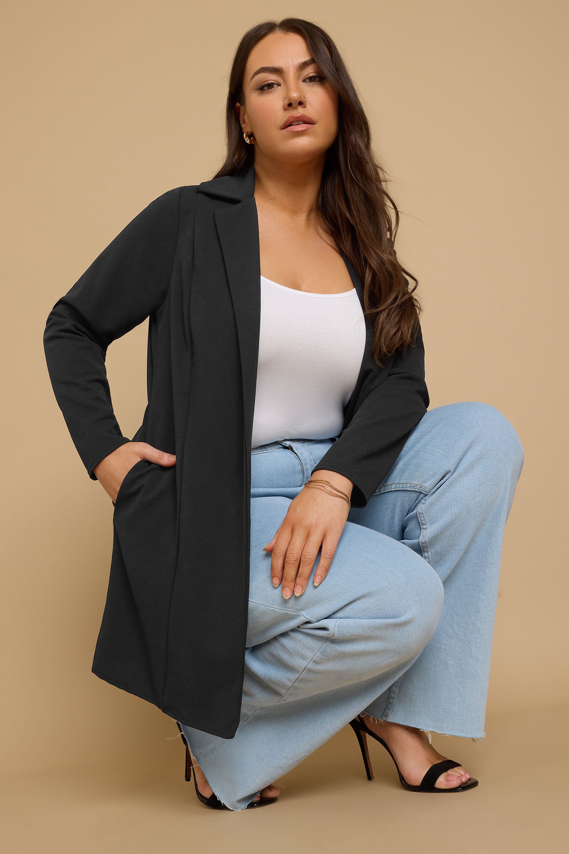 YOURS Curve Plus Size Black Longline Blazer | Yours Clothing 1