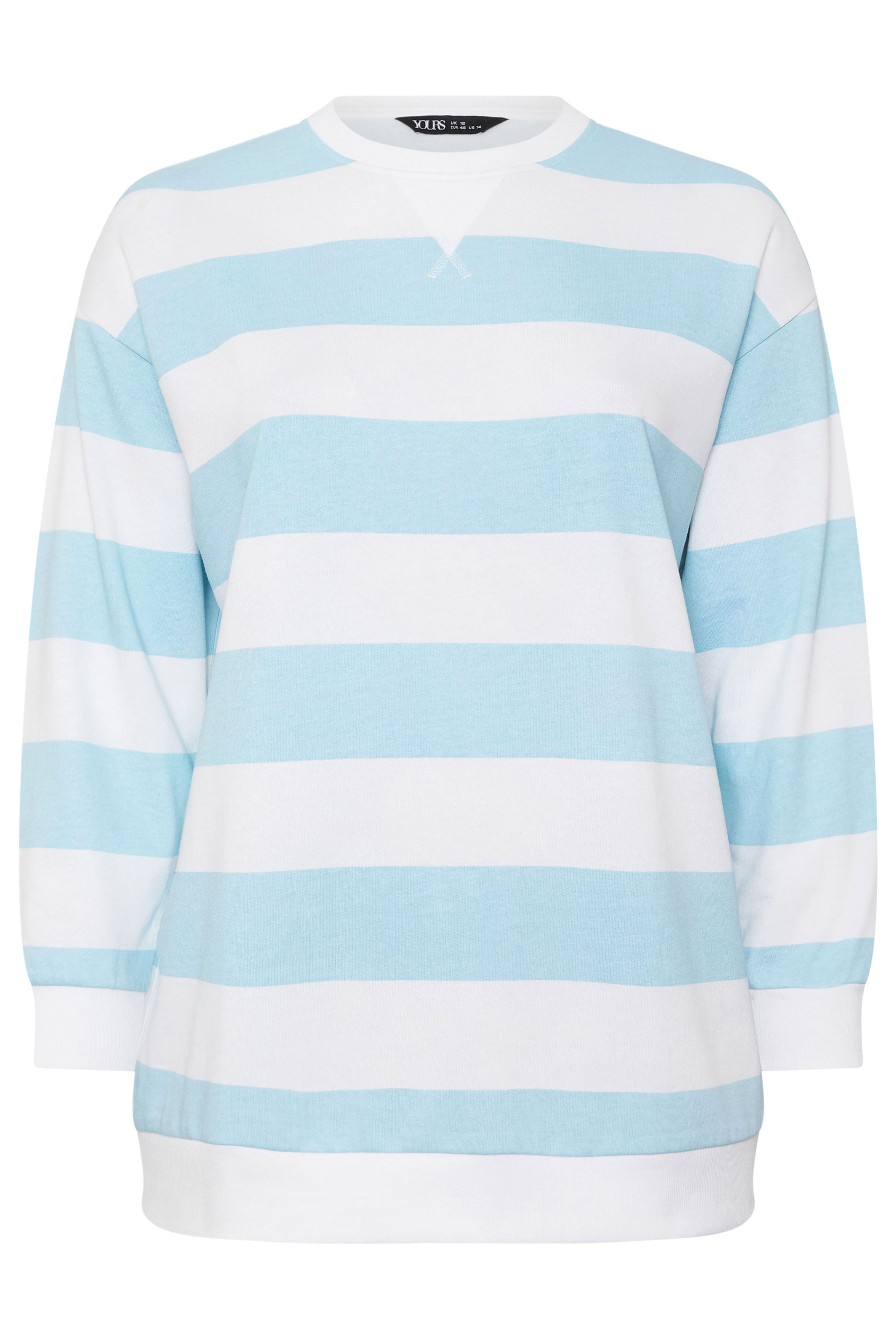 YOURS Plus Size Blue & White Stripe Sweatshirt | Yours Clothing 5