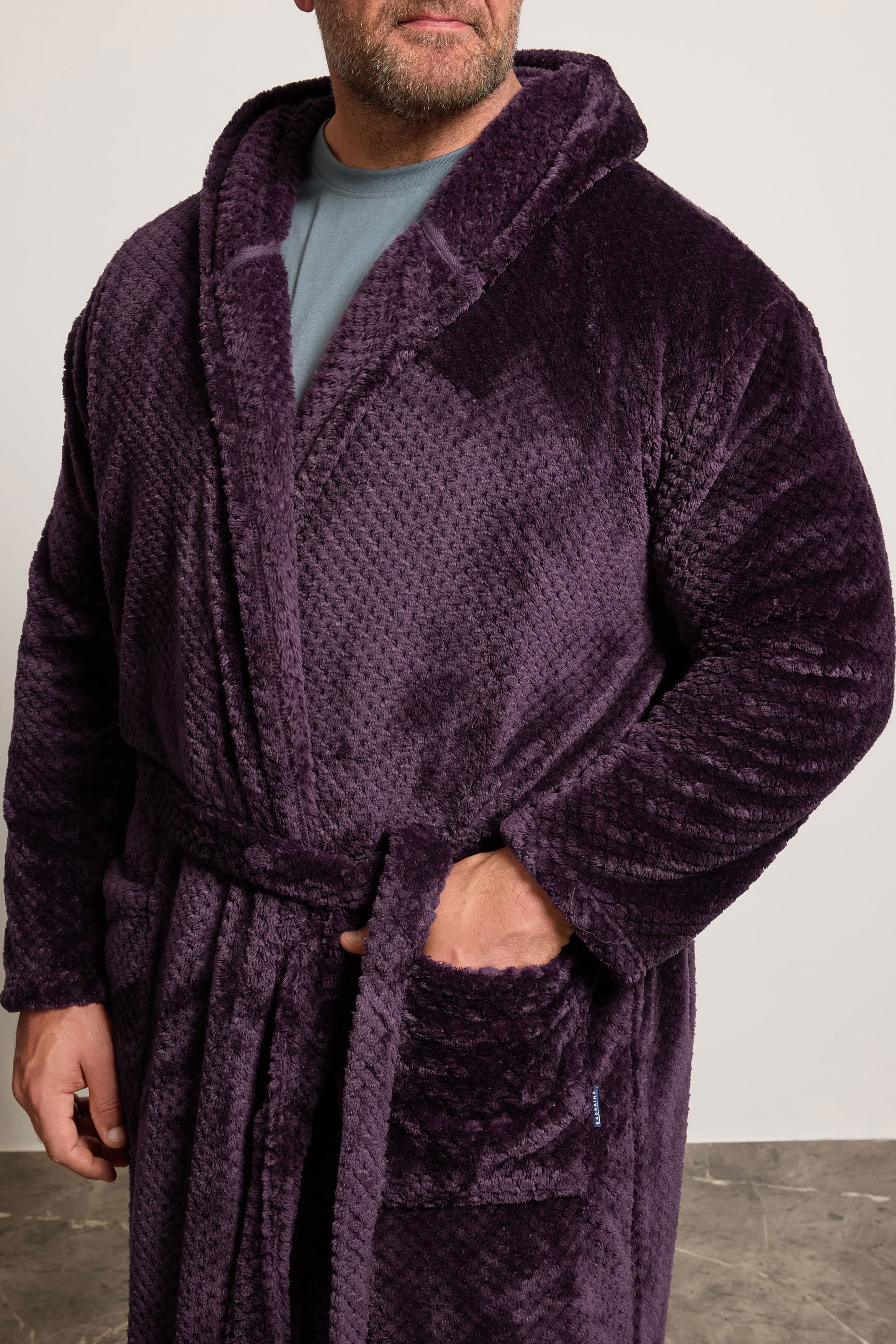 BadRhino Big & Tall Purple Textured Dressing Gown | BadRhino 2