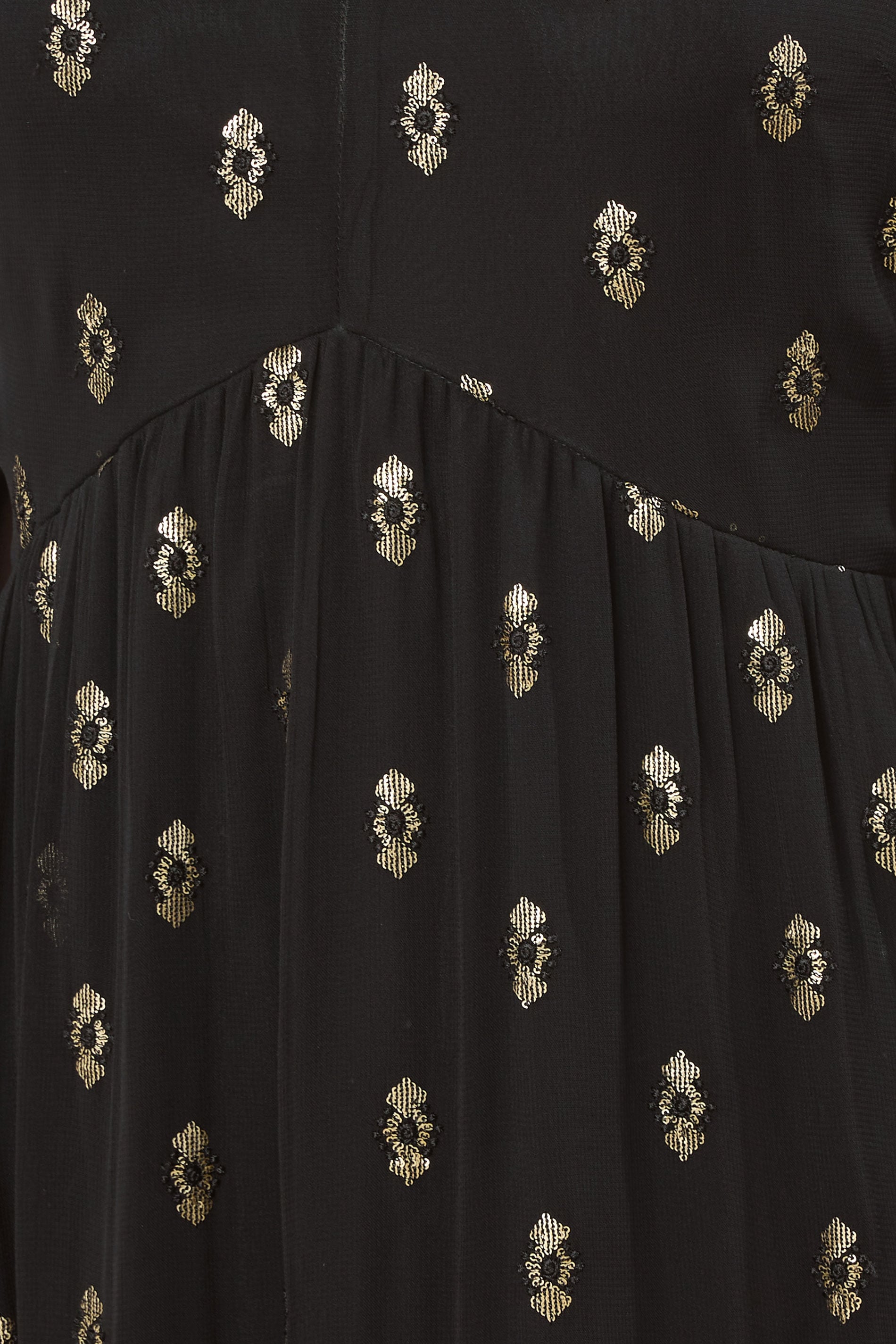 LTS Tall Black Sequin Spot Smock Maxi Dress | Long Tall Sally 5